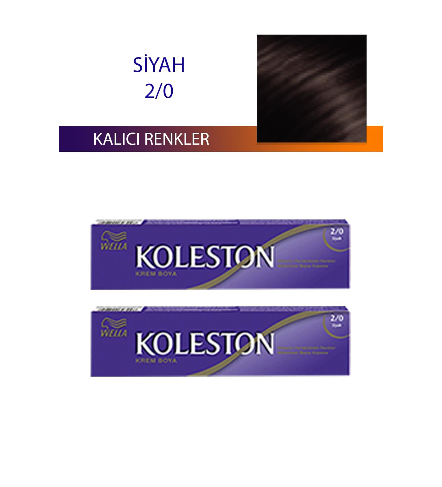 Wella 2 Pieces Single Tube Hair Dye Black 2/0