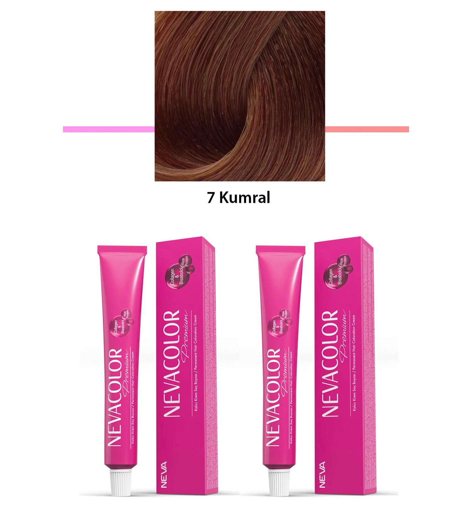 Set of 2 Premium 7 Auburn - Permanent Cream Hair Dye 2 X 50 g Tube