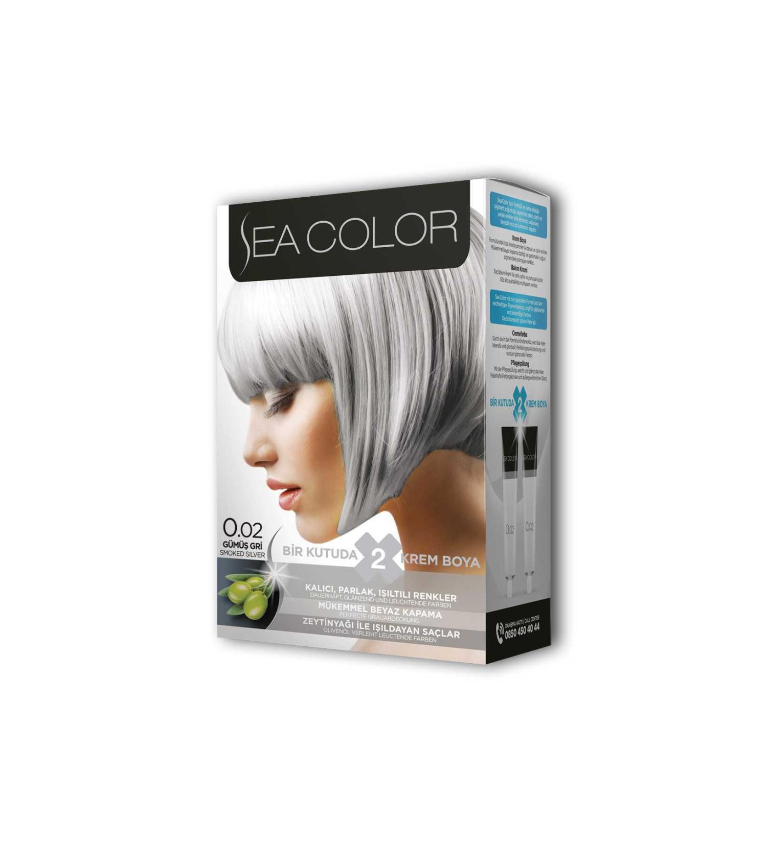 2 Tube Cream Hair Dye Set Silver Grey No:0.02 - Lisinya