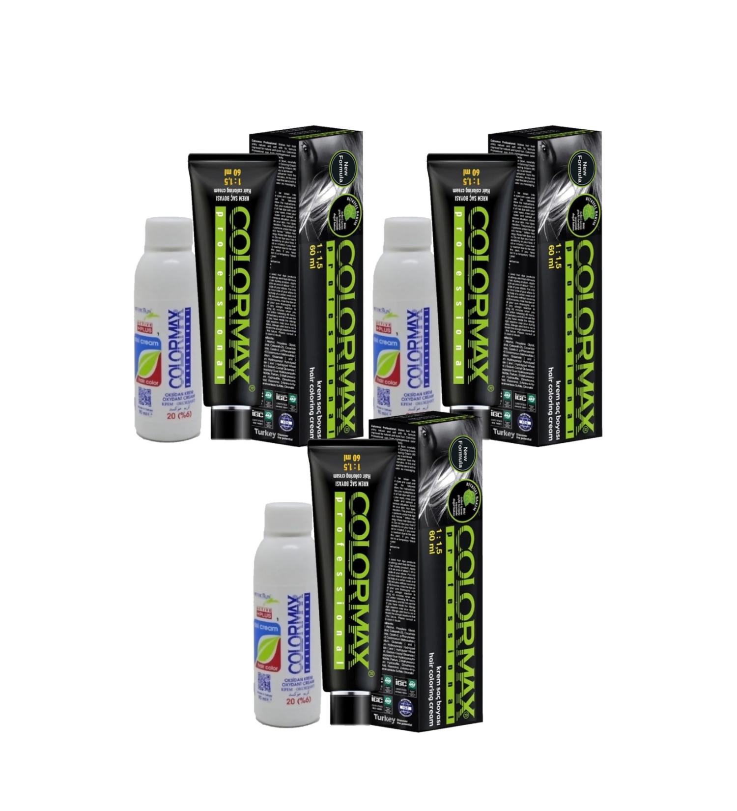 Colormax New Formula 2025/08.66 Pomegranate Red 60 Ml 3 Hair Dye + 3 90 Ml Oxidant Set