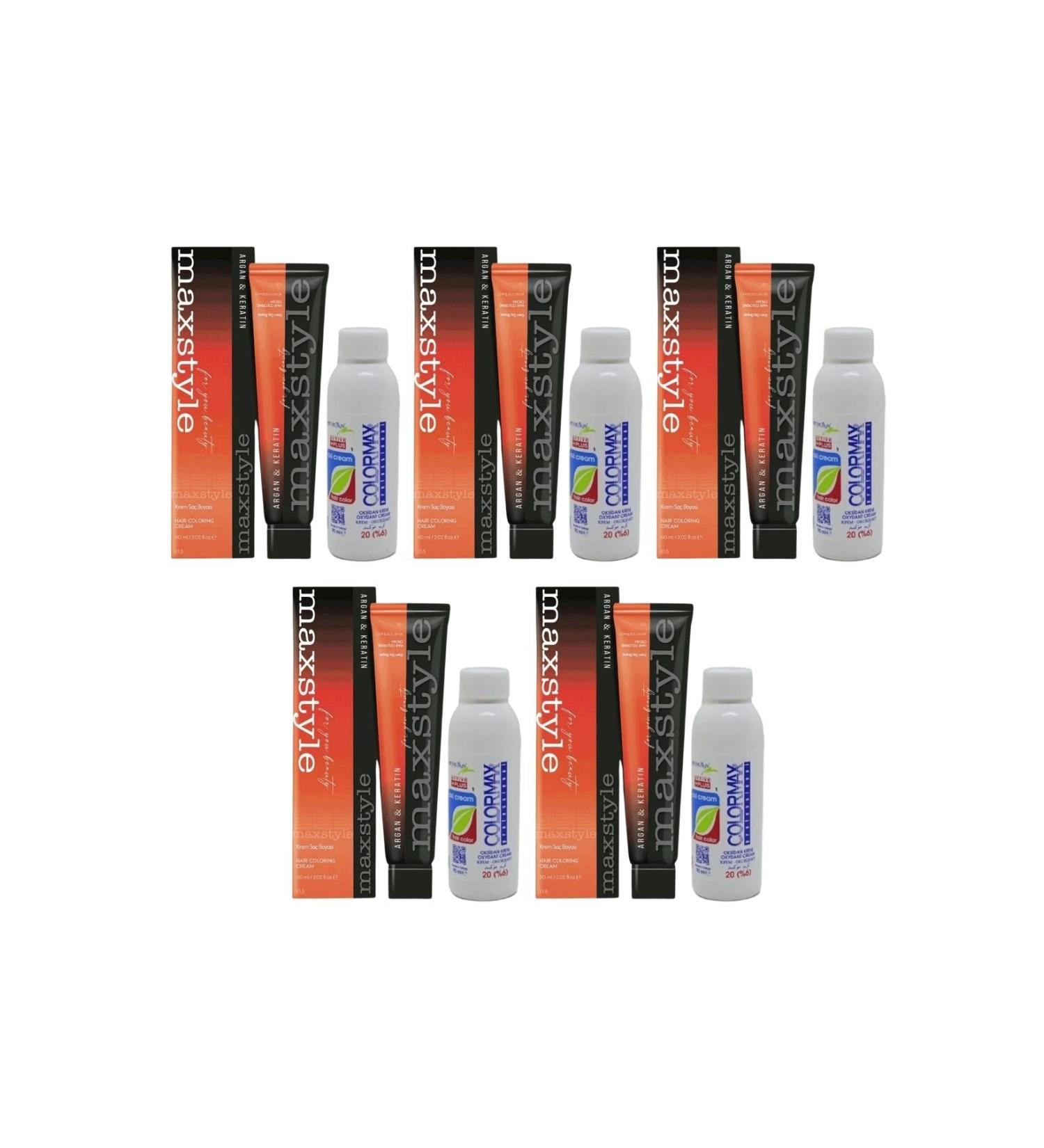 MAXSTYLE New Argan Keratin 2025/06.22 Eggplant Purple 60 Ml 5 Hair Dye + 5 90 Ml Oxidant