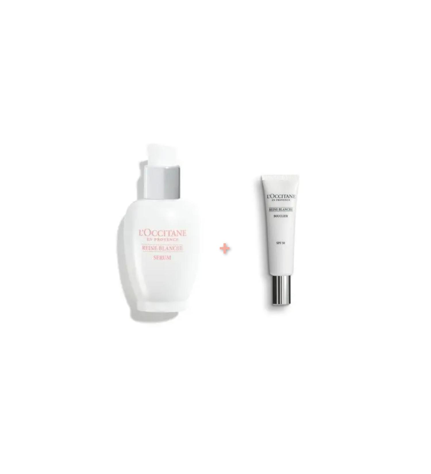 L'Occitane Reine Blanche Brightening Serum 30ml + Reine Blanche Brightening UV Protection SPF50 30ml