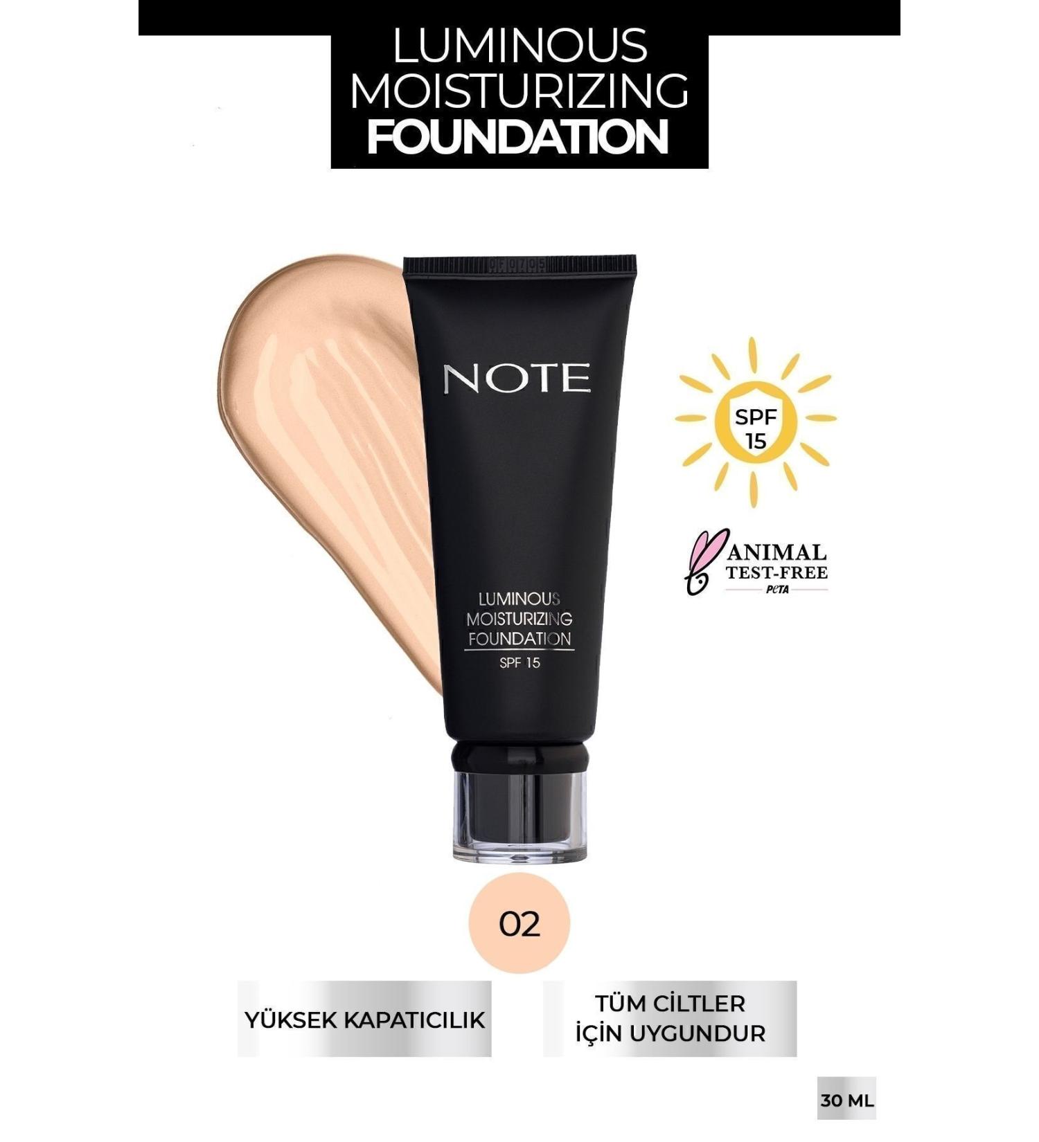 Note Cosmetics Luminous Moisturizing Spf 15 Moisturizing Effect Shiny Finish Foundation - 02 Natural Beige - Buy Online on GoSupps.com