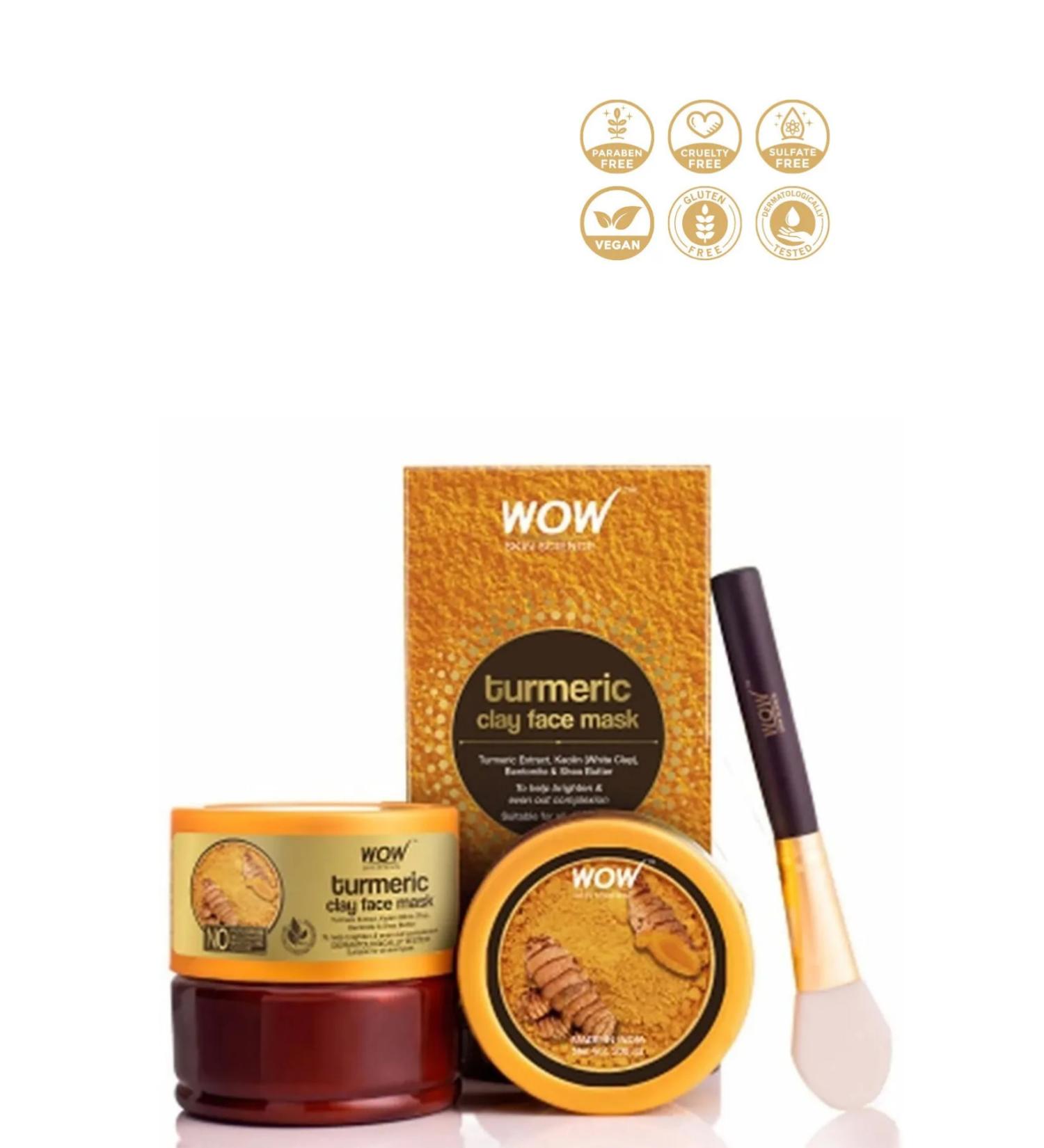 WOW Skin Science Turmeric Clay Face Mask - Natural Ingredients - Brightens and Evens Skin (Paraben Sulfate Free) 200ml - Buy Online on GoSupps.com