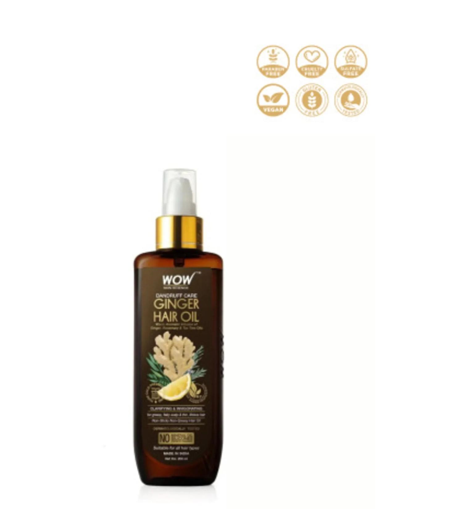 WOW Skin Science Ginger Hair Oil - 9 Natural Ingredients - Anti-dandruff Nourishing Anti-Breakage 200ml