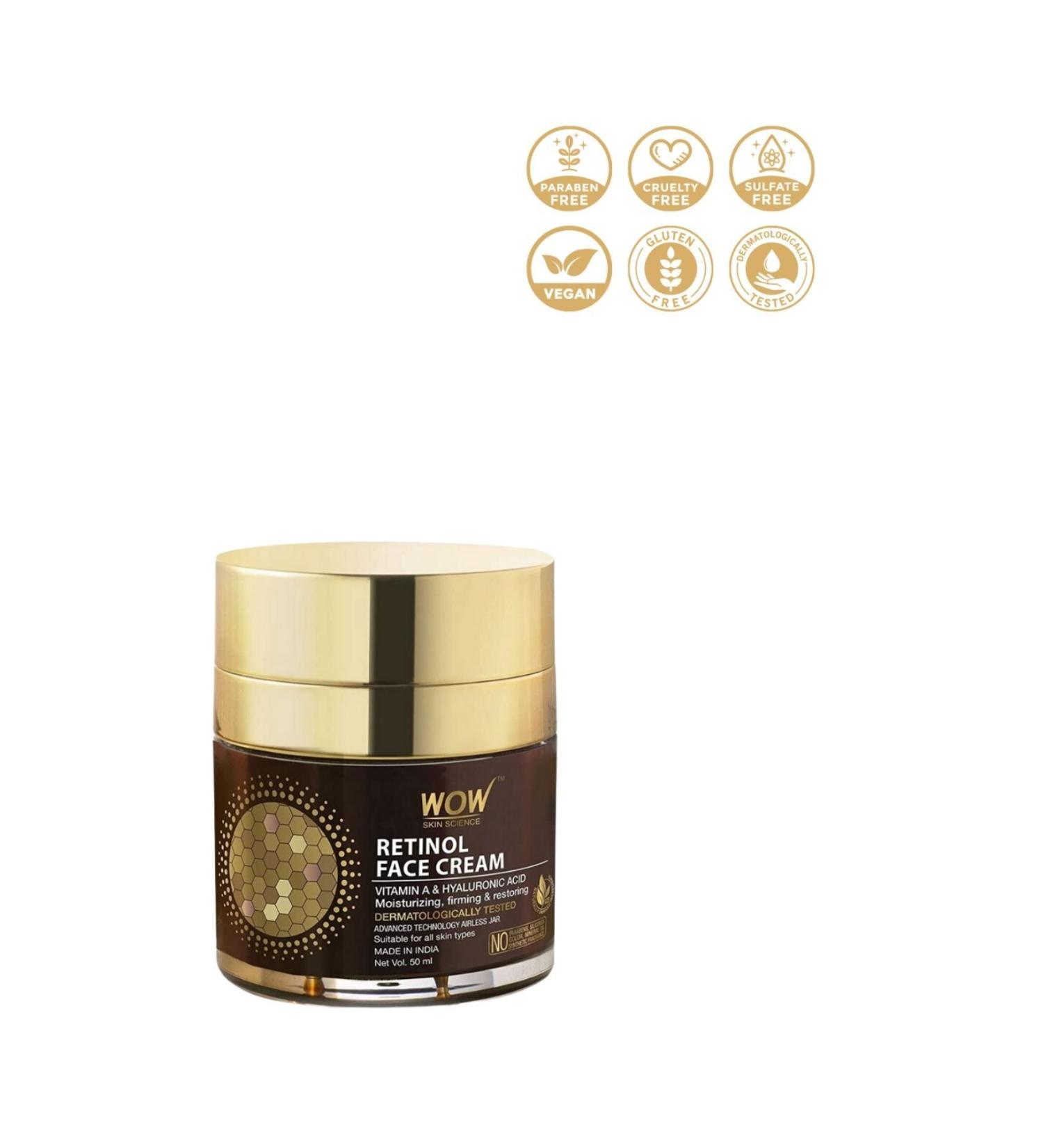 WOW Skin Science Retinol Skin Cream For All Skin Types - 25 Natural Ingredients - Suitable Under Make-up. Oil-Free 50ml - Buy Online on GoSupps.com