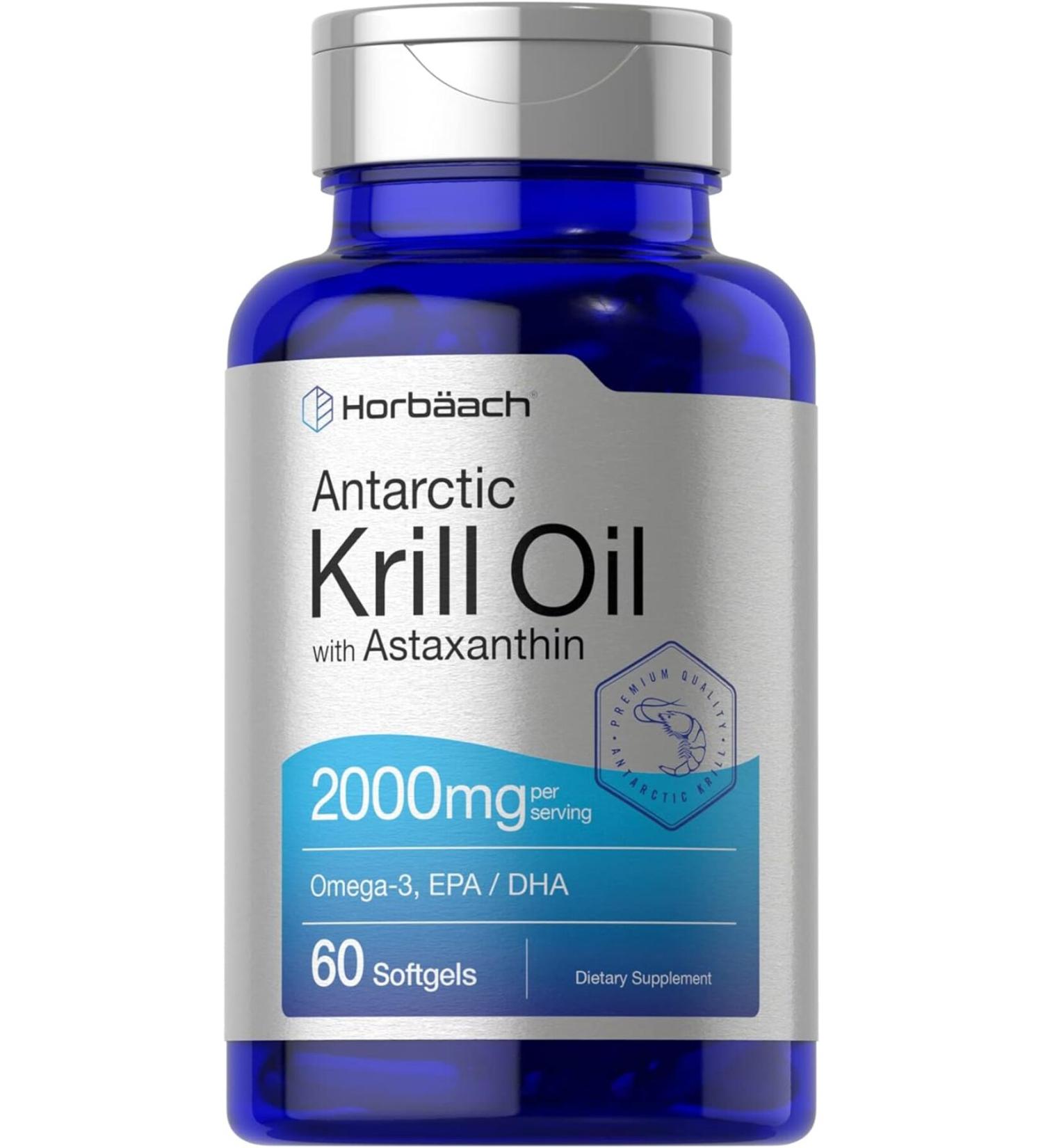 Horbaach Horb ach Antarctic Krill Oil 2000mg 60 Softgel Capsules Omega-3 EPA