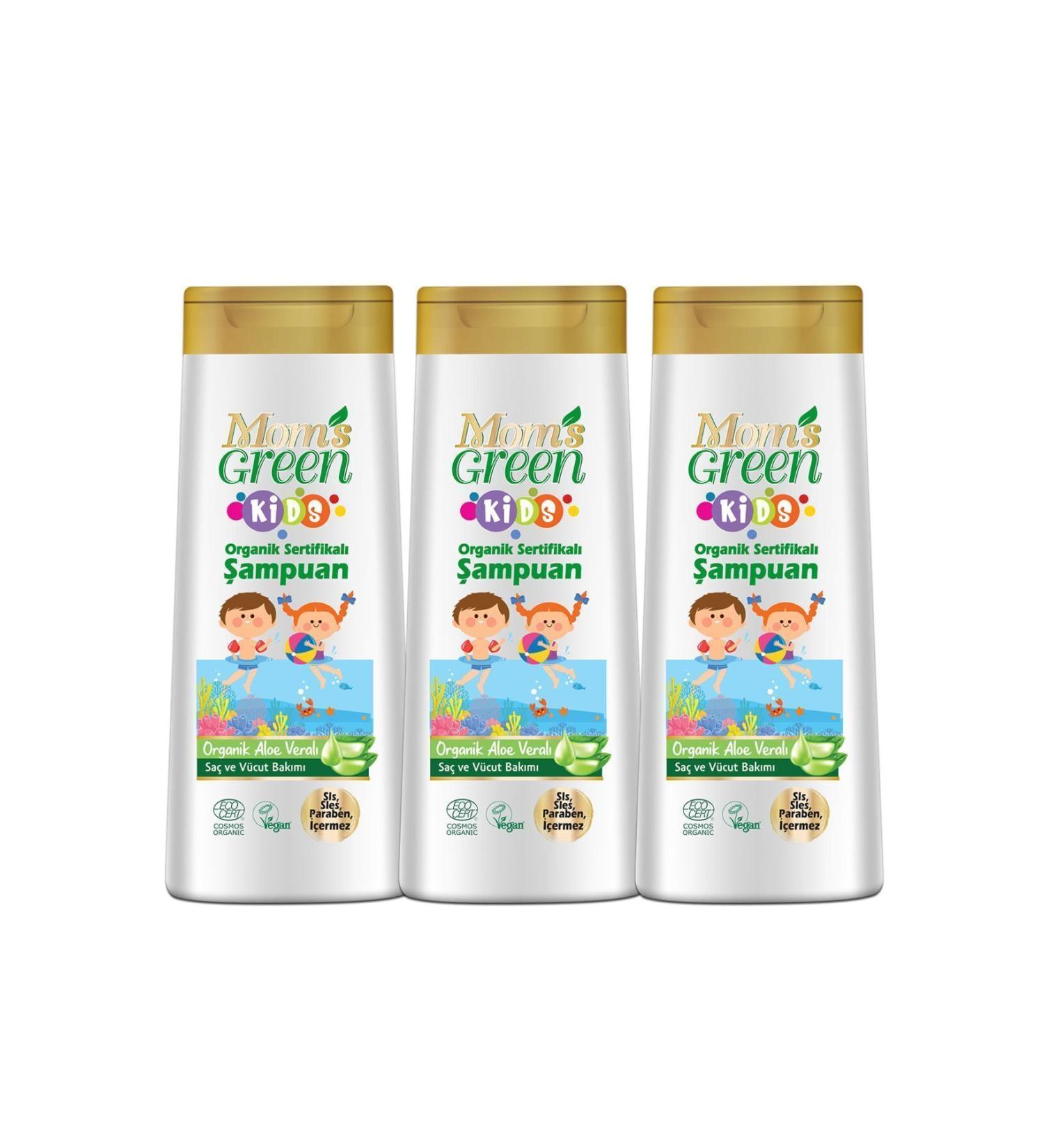 Mom's Green 3-Piece Set- Kids Organic Aloe Vera Children's Shampoo (400ML X 3 PCS)