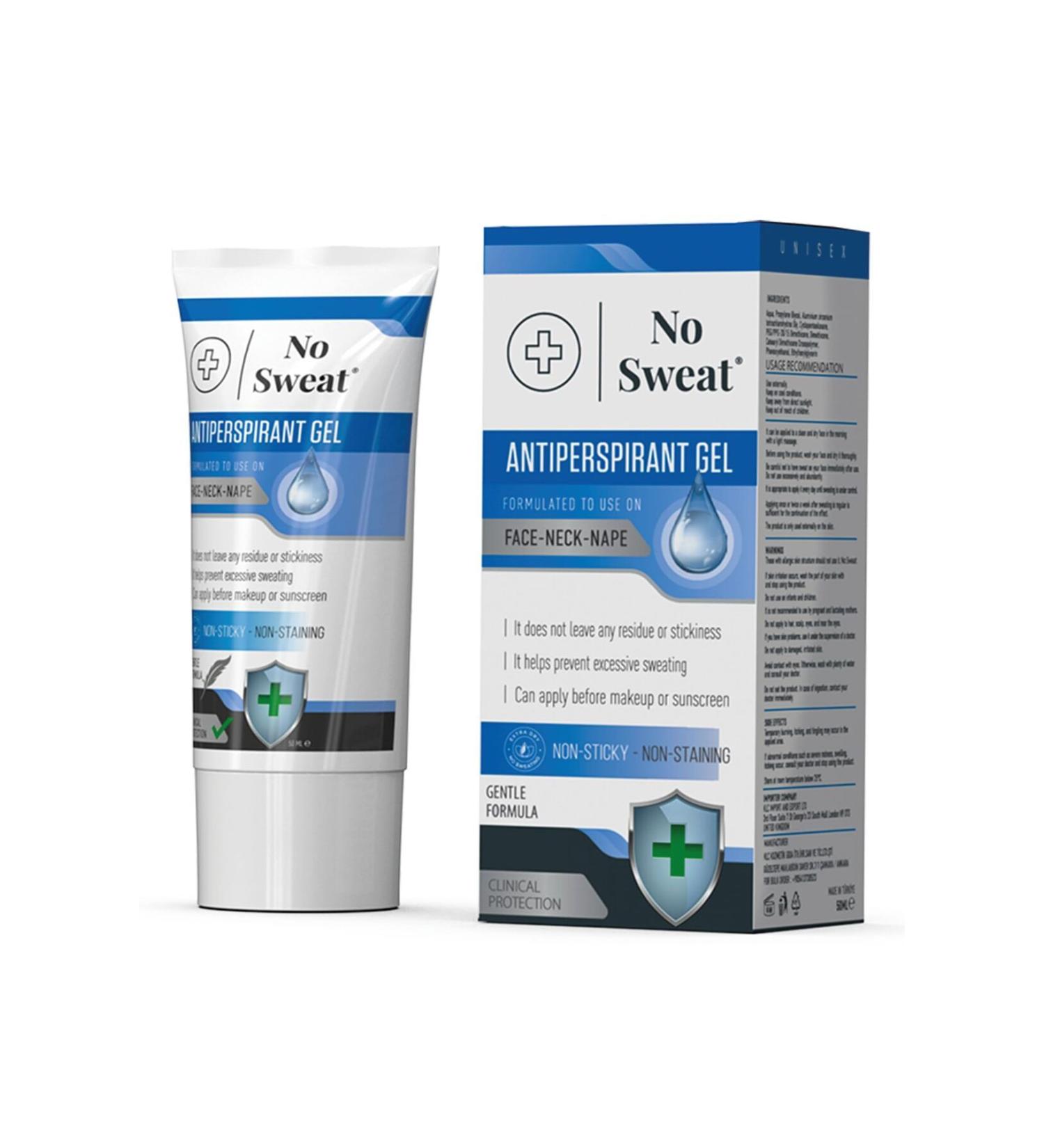 No Sweat Antiperspirant Gel 50 ML - Face-Neck-Neck Sweating Gel - Suitable for Use During Sports - Buy Online on GoSupps.com