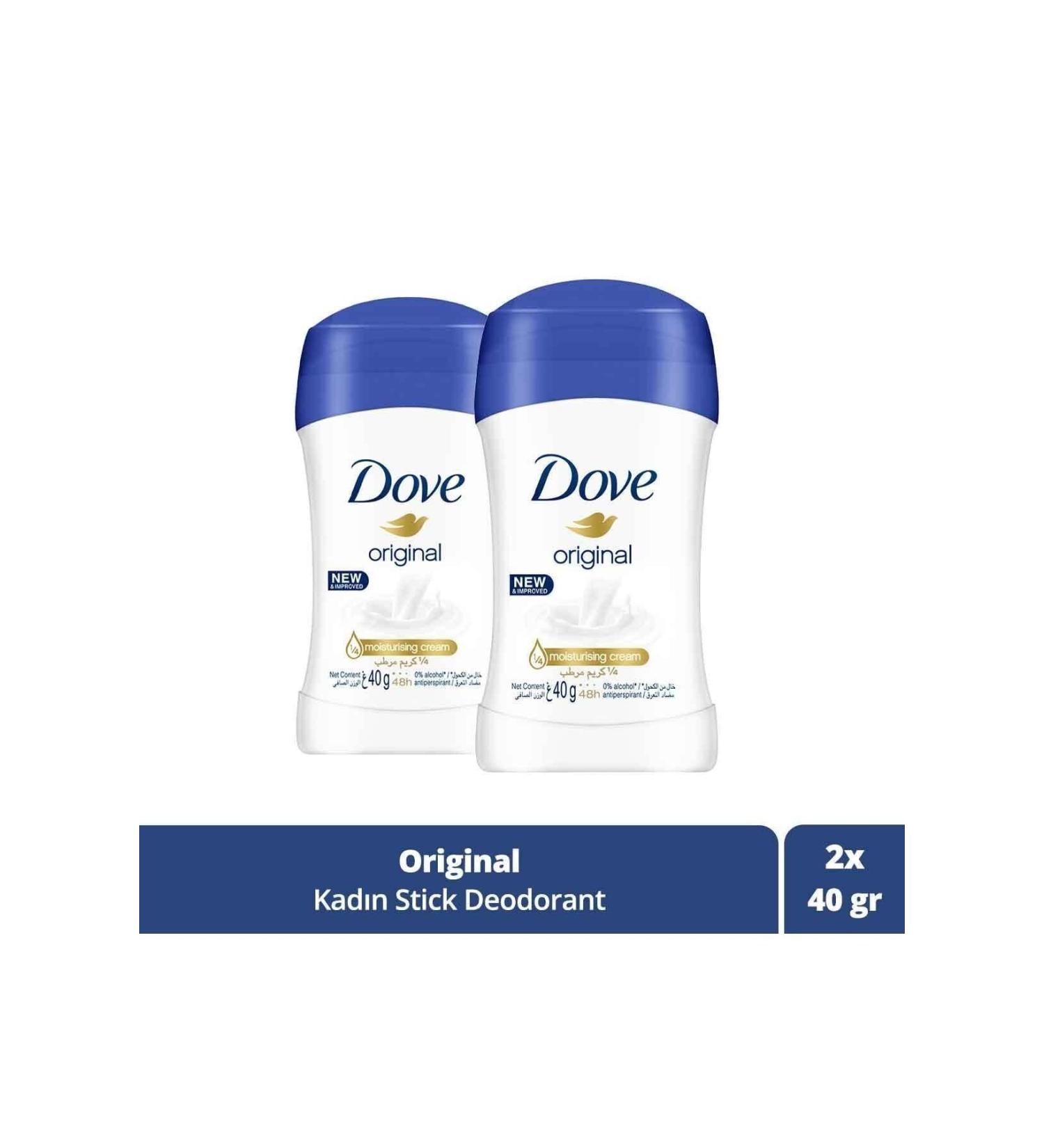Dove Women Stick Deodorant Original Moisturizing Cream Effective 40 g X 2 Pieces - Buy Online on GoSupps.com