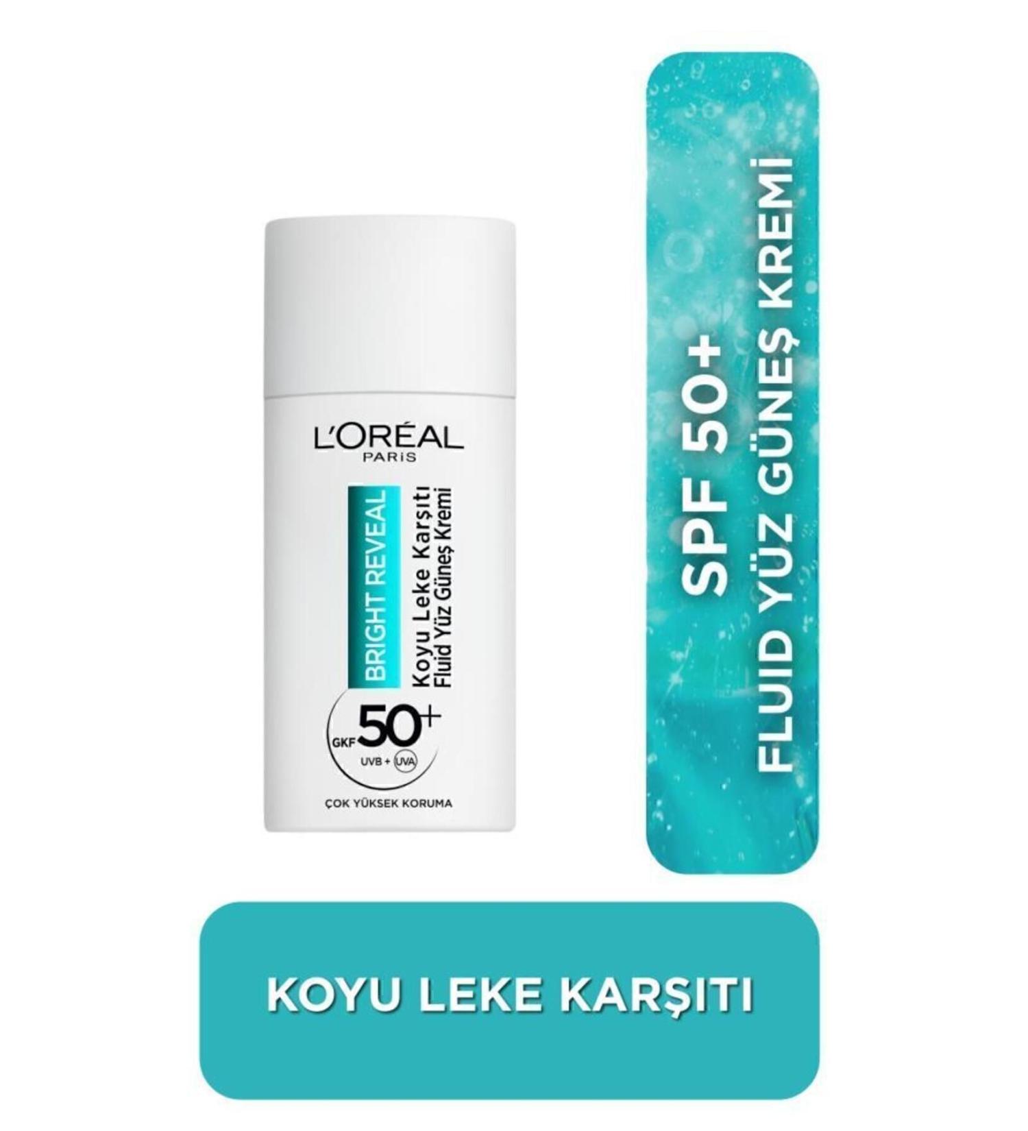 L'Oreal Paris Bright Reveal Spf 50+ Anti-Dark Spot Fluid Daily Face Sunscreen 50ml High Protection - Buy Online on GoSupps.com