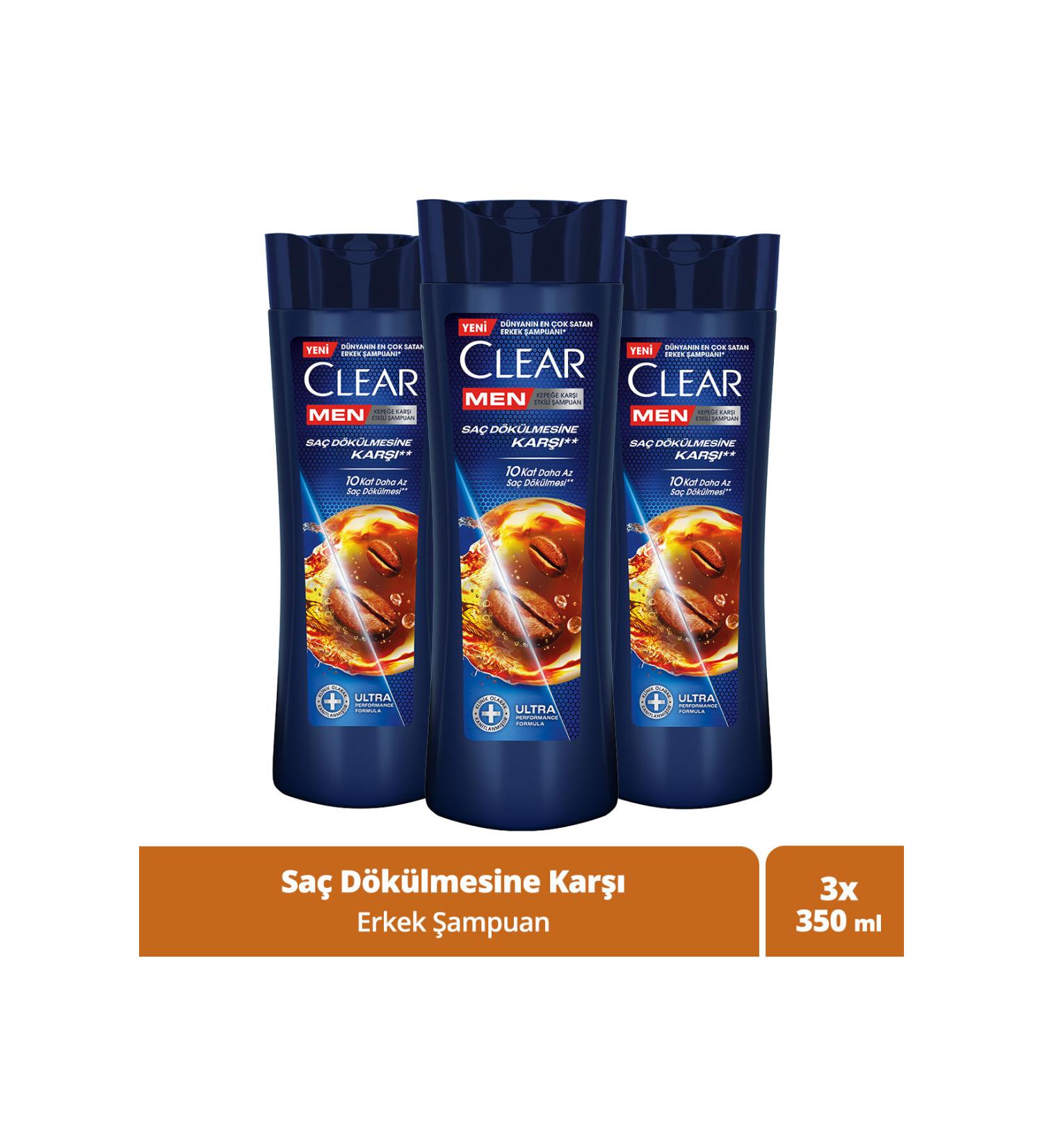 Clear Men Anti-Dandruff Shampoo Against Hair Loss 350 ml X3 - Buy Online on GoSupps.com