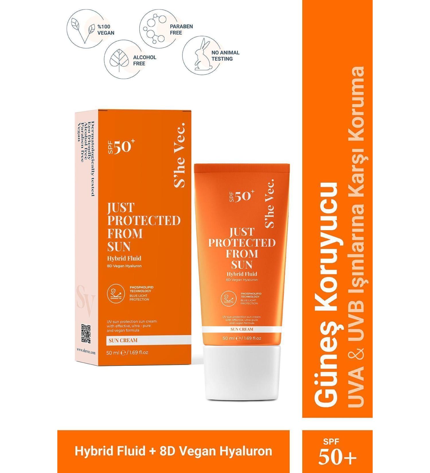 SHE VEC JUST PROTECTED FROM SUN - SPF50+ Anti-Spot High Protection Sun Cream | All Skin Types 50ml - Buy Online on GoSupps.com