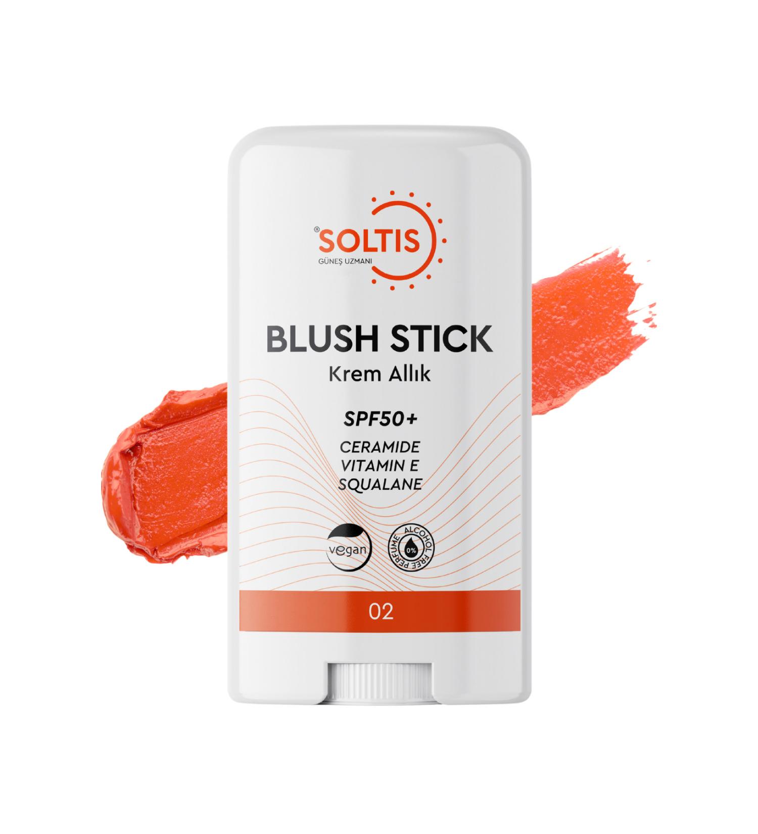 Soltis Moisturizing Stick Blush SPF50+ Peach Tone 02 15 Gr - Buy Online on GoSupps.com
