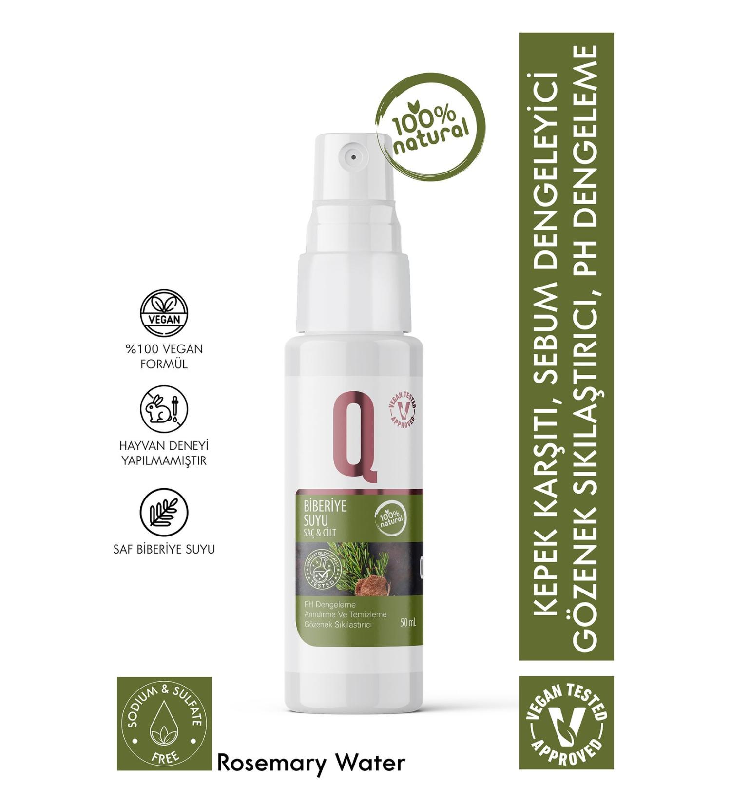 QUR Organic Rosemary Water Anti-Dandruff and Hair Loss Skin Cleanser Oil Balancer - Buy Online on GoSupps.com