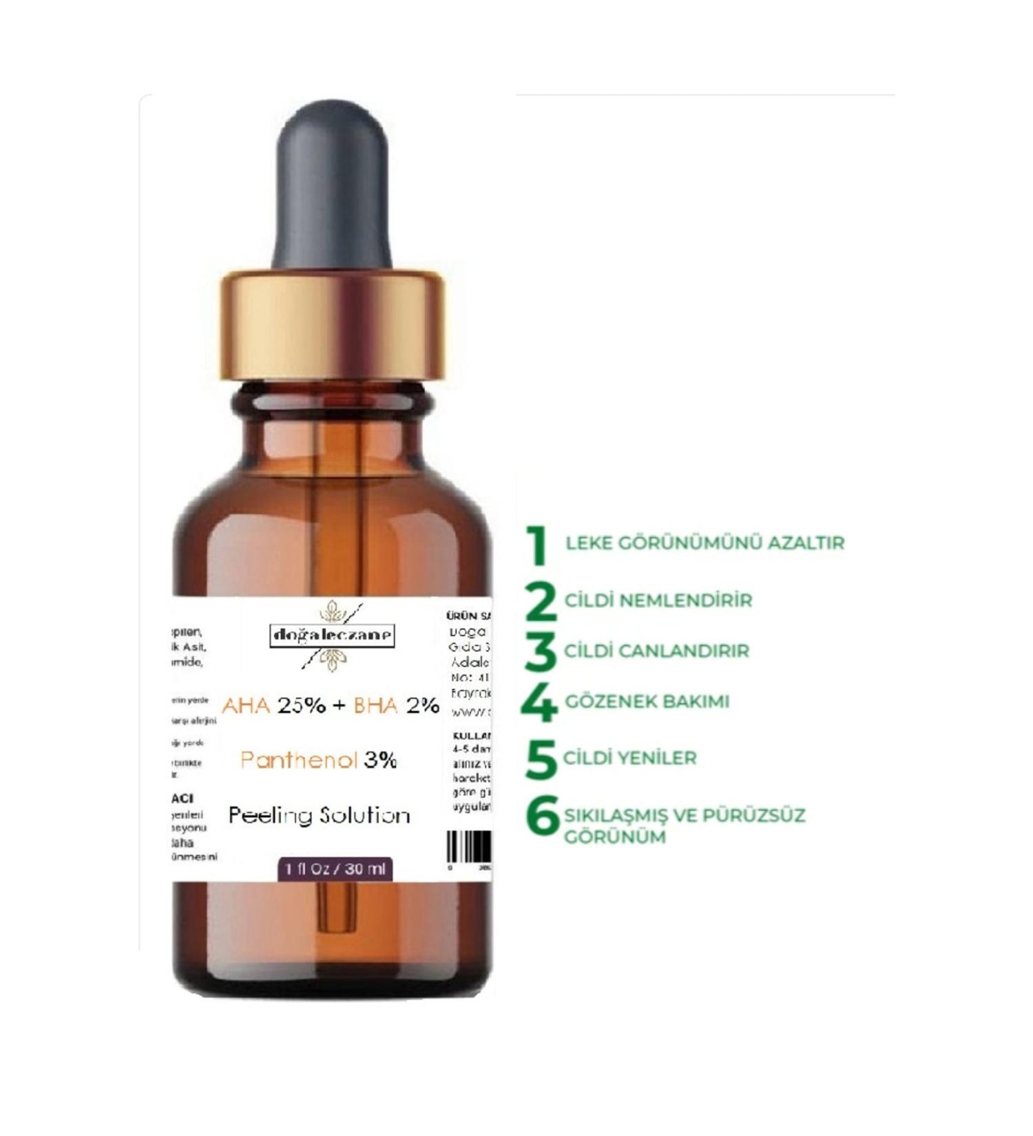 Natural Pharmacy Aha % Bha % 2 Panthenol % 3 Anti-Stain & Skin Tone Equalizer Peeling Skin Serum 30 ml