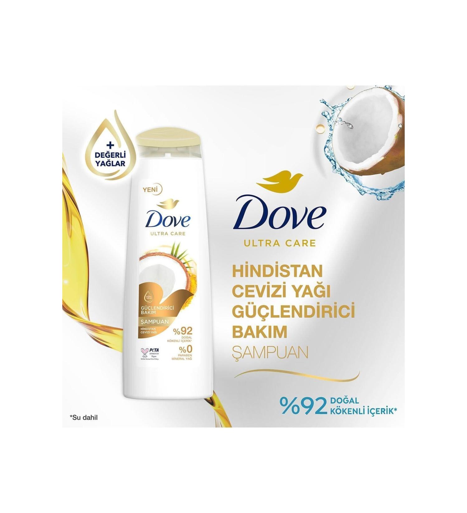 Dove Ultra Care Hair Care Shampoo Strengthening Care Coconut Oil 400 ml X3 Pieces - Buy Online on GoSupps.com
