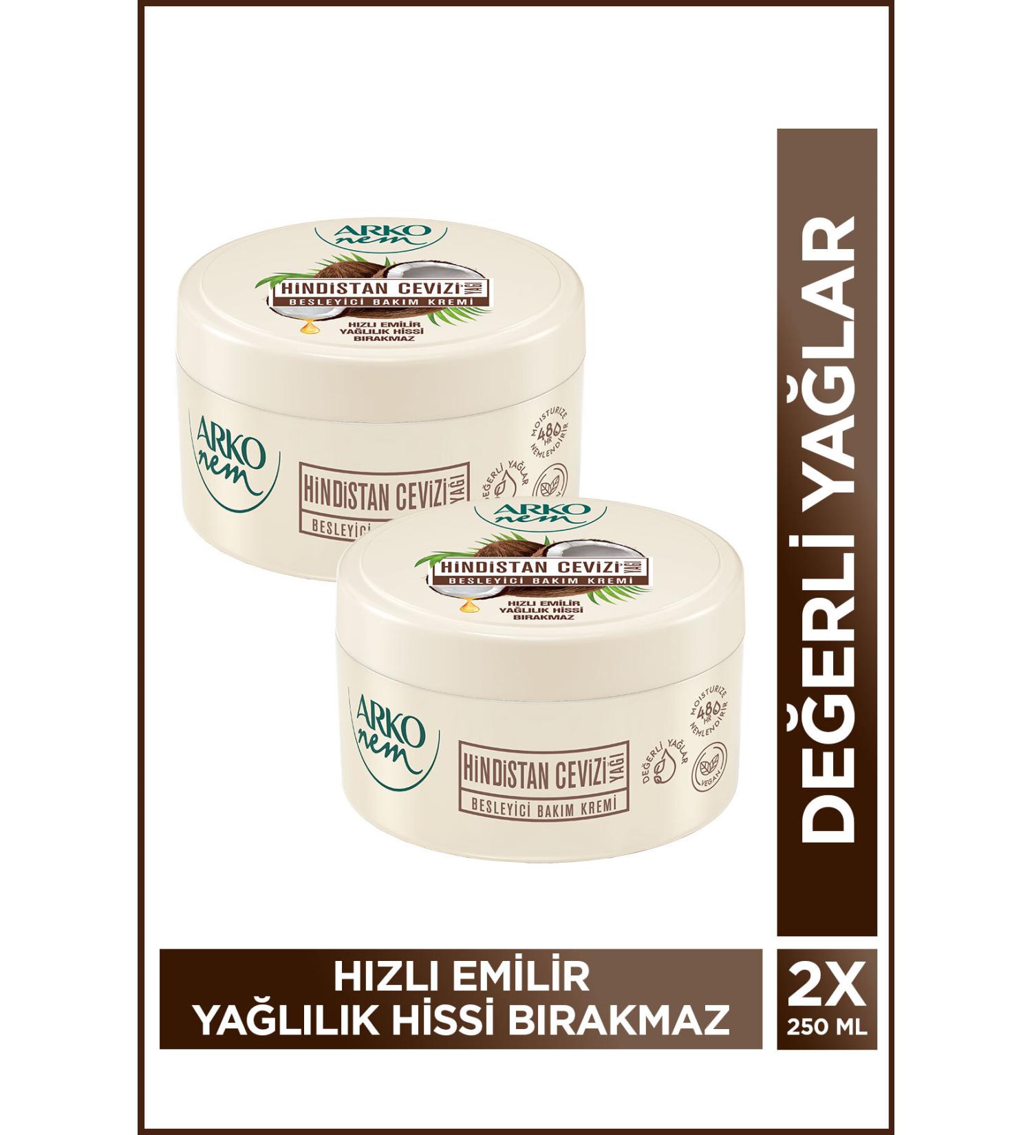 Arko Moisture Nourishing Care Cream Coconut 2x250 Ml