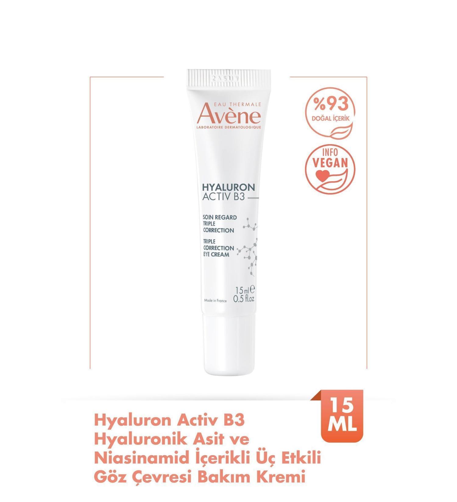 Avene Hyaluron Activ B3 Triple Effect Eye Contour Care Cream with Hyaluronic Acid and Niacinamide 15ml - Buy Online on GoSupps.com