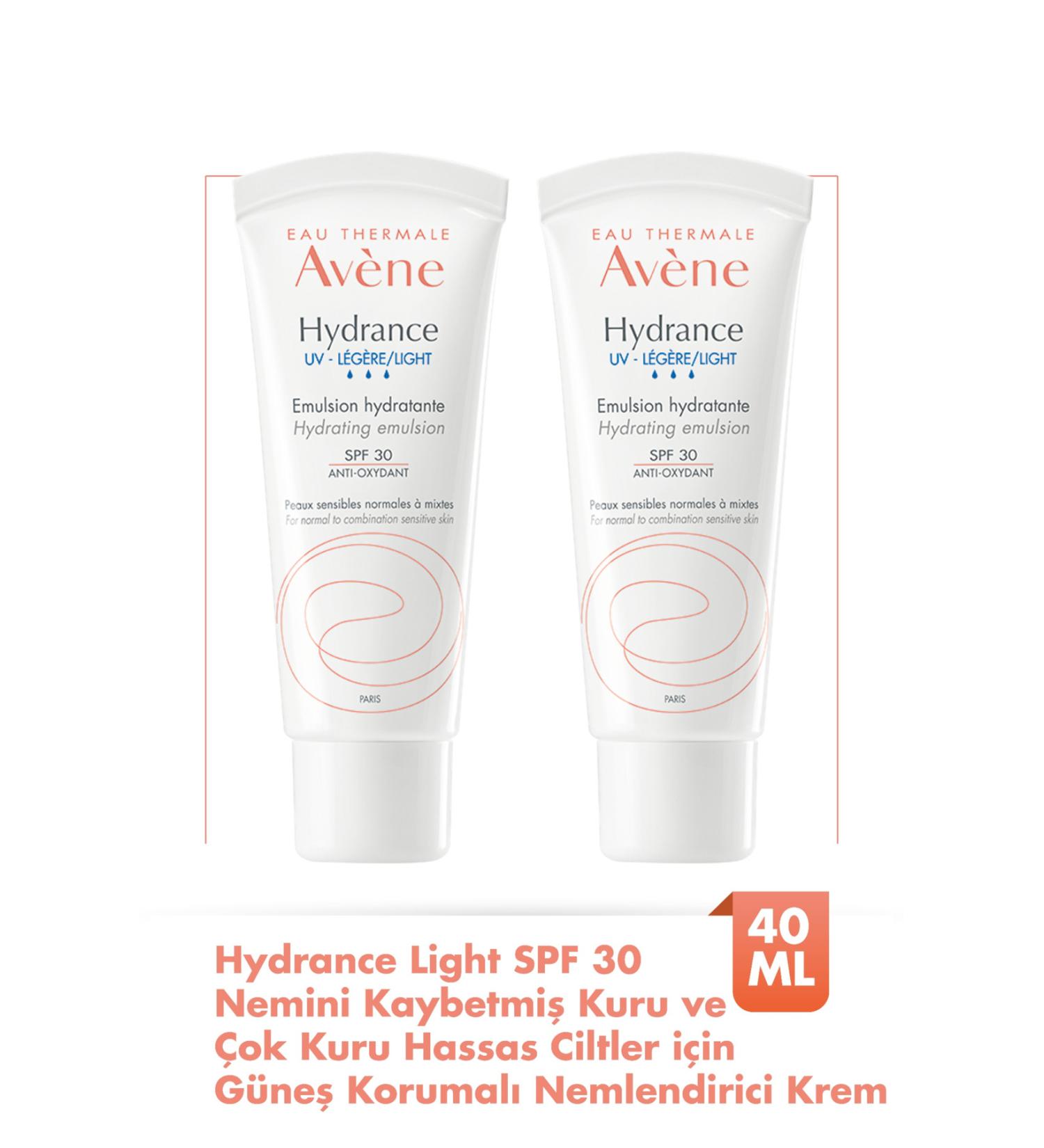 Avene Hydrance LIGHT SPF30+ Moisturizing Cream with Sun Protection for Normal Skin with Dehydration 40 ml x2 - Buy Online on GoSupps.com