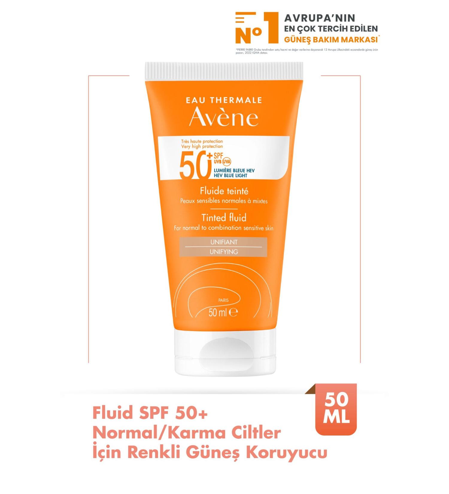 Avene Tinted Fluid SPF50+ Tinted High Protection Sunscreen for Normal or Combination Skin 50 Ml - Buy Online on GoSupps.com