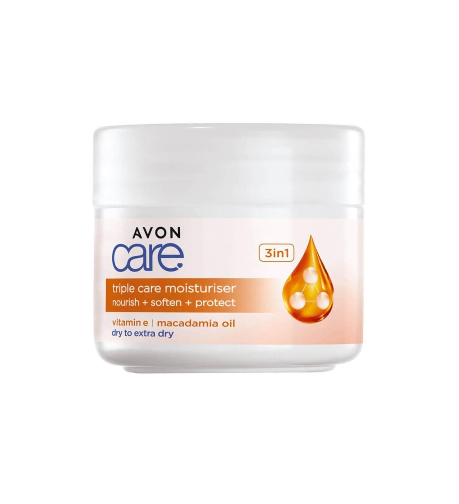 Avon Care 3 in 1 Face Cream for Very Dry Skin with Macadamia Oil and Vitamin E 100 Ml.