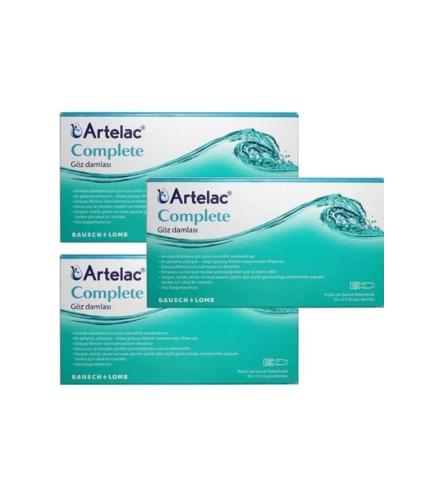 Bausch & Lomb Artelac Complete Eye Drops 30 Vials 0.5 ml 3 Pieces