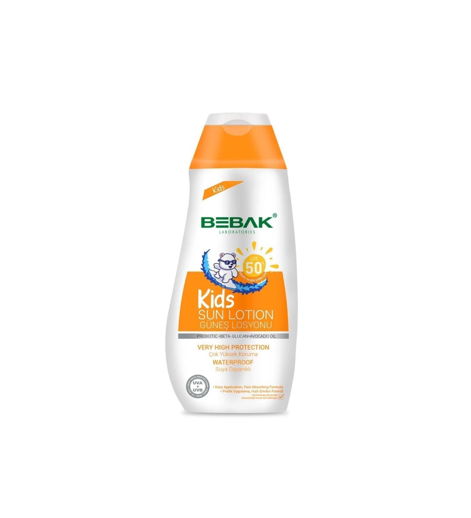 Bebak 50 Spf High Protection Against Uva/UVB Rays Effective Children's Sun Cream 200 ml - Buy Online on GoSupps.com