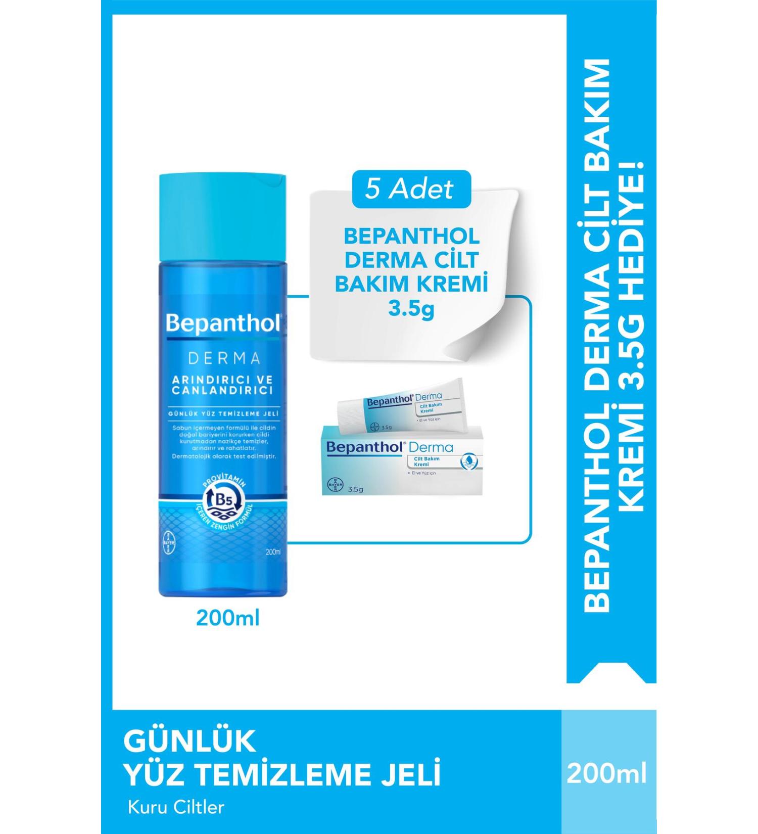 Bepanthol Derma Facial Cleansing Gel 200 ml 5 Pieces Skin Care Cream 3.5 G - Buy Online on GoSupps.com