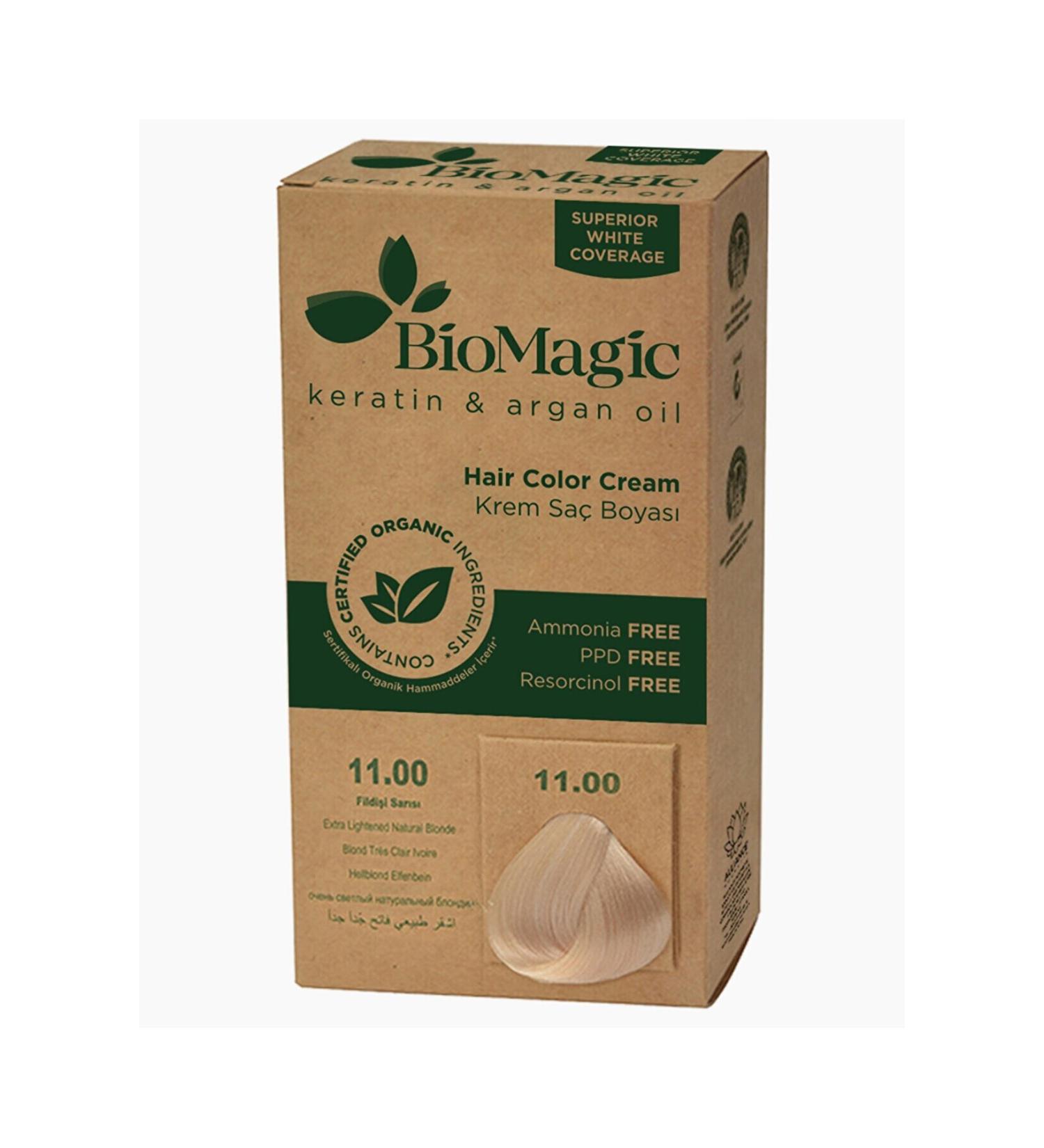 BioMagic Natural Organic Permanent Cream Hair Dye Ivory Blonde No:11.00-60Ml..DERIN-029