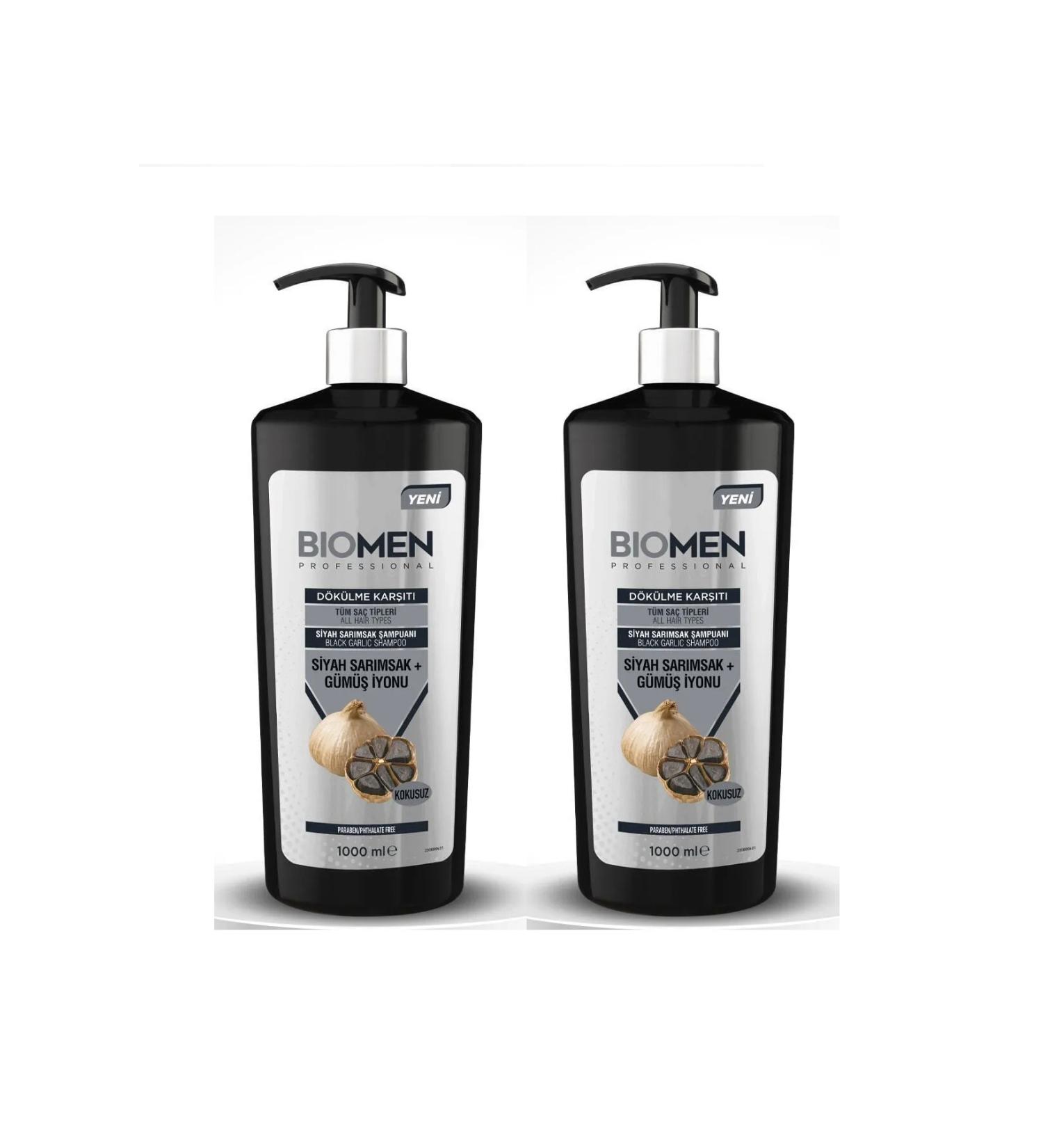 Biomen Professional Black Garlic & Silver Ion Anti-Hair Loss Shampoo 1000 ml X 2 PCS - Buy Online on GoSupps.com