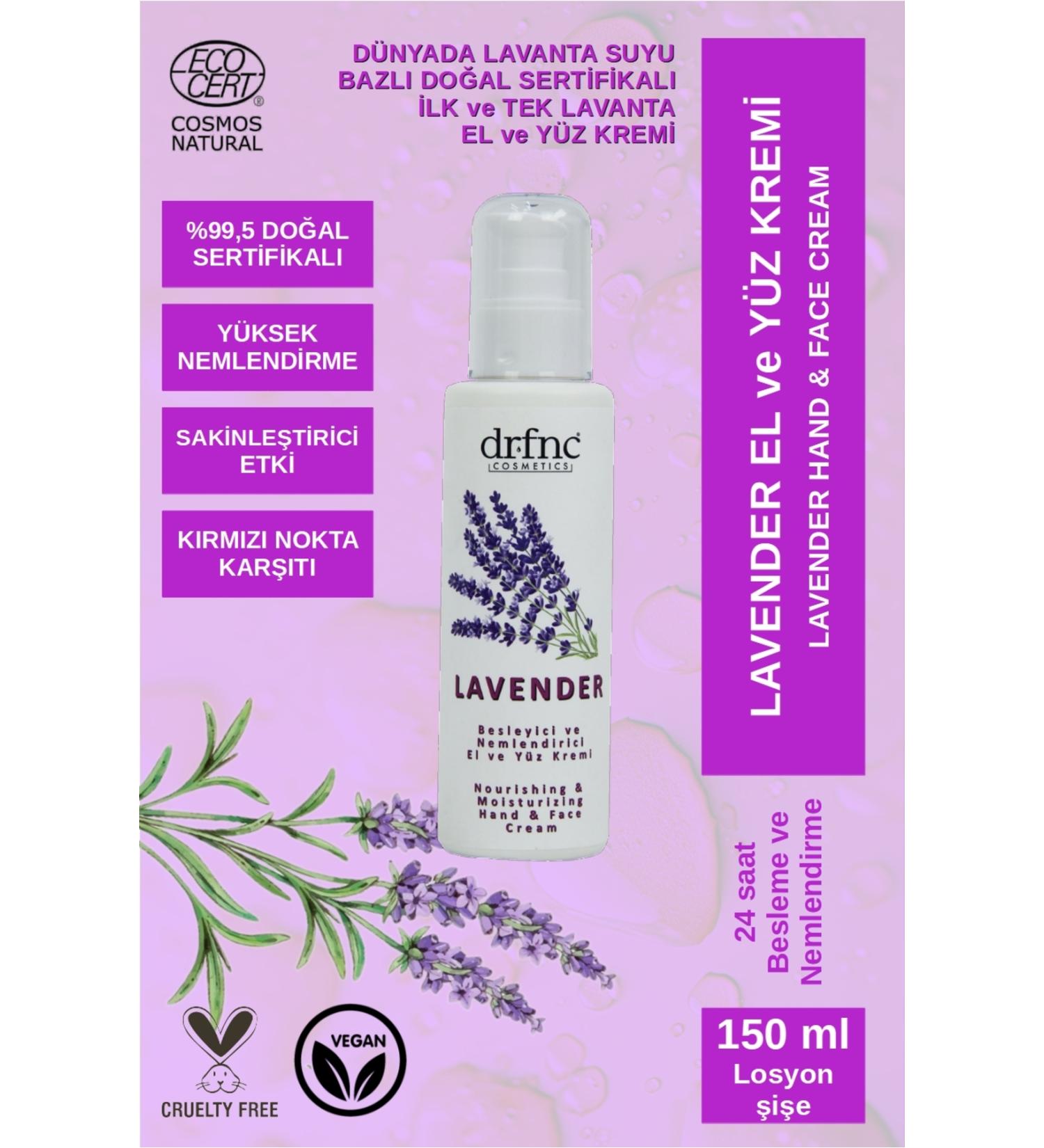 dr.fnc Lavender Hand and Face Cream - Nourishing and Moisturizing - Natural - 150 Ml