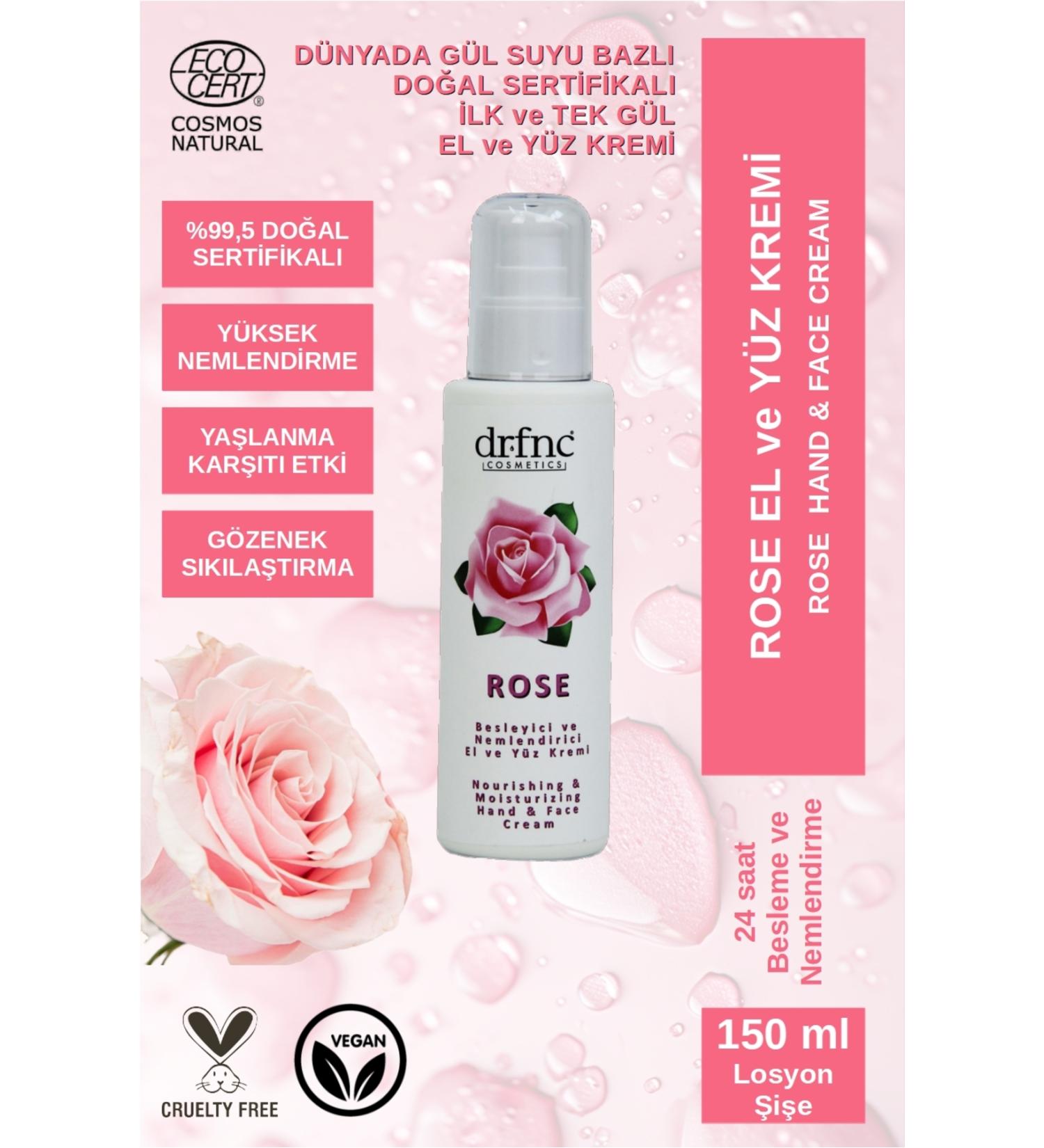 dr.fnc Rose Hand and Face Cream - Nourishing and Moisturizing - 150 Ml
