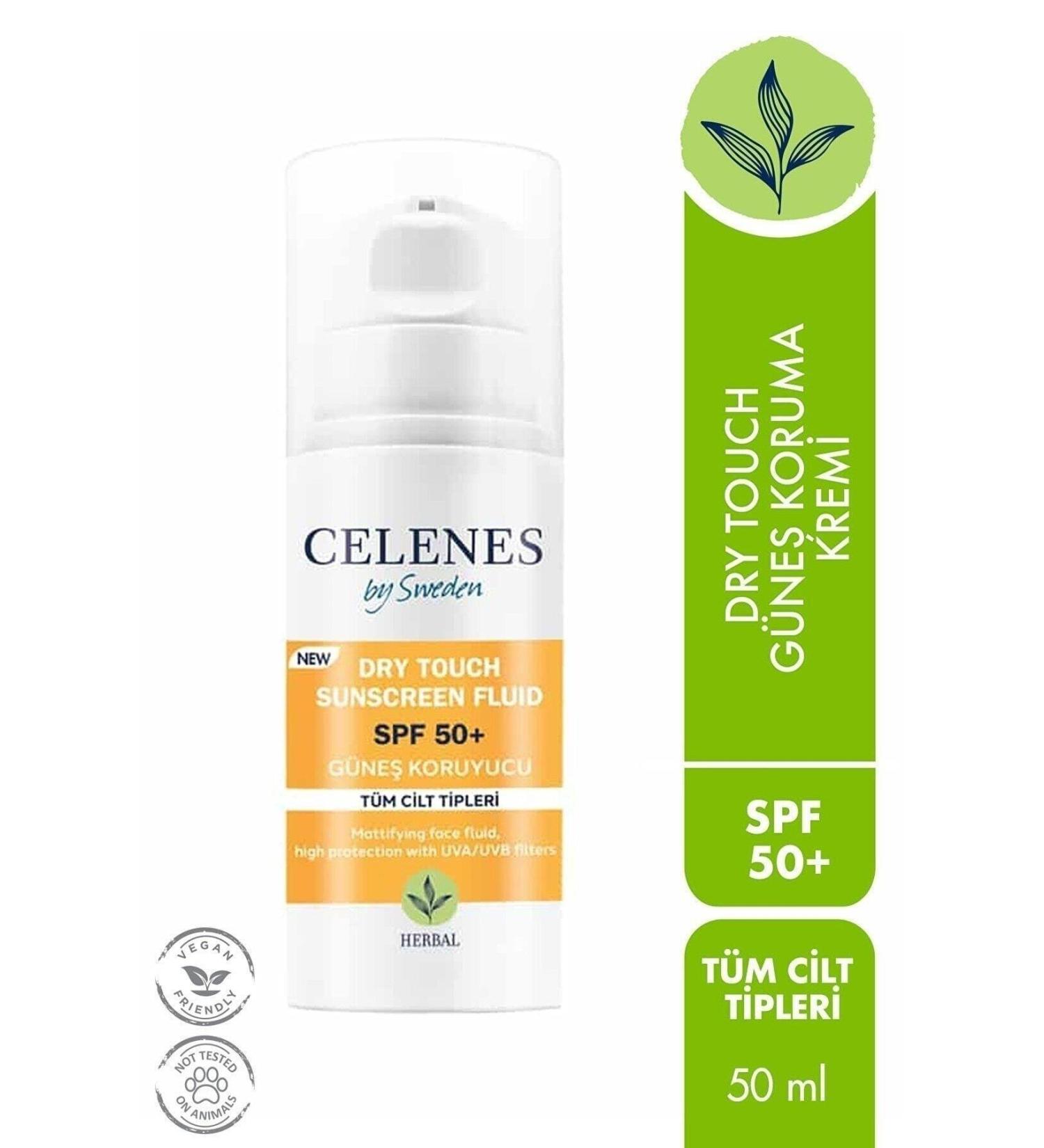 Celenes by Sweden Herbal Dry Touch High Protection Fluid 50 Spf / Sunscreen / Face and Decollete Area - Buy Online on GoSupps.com