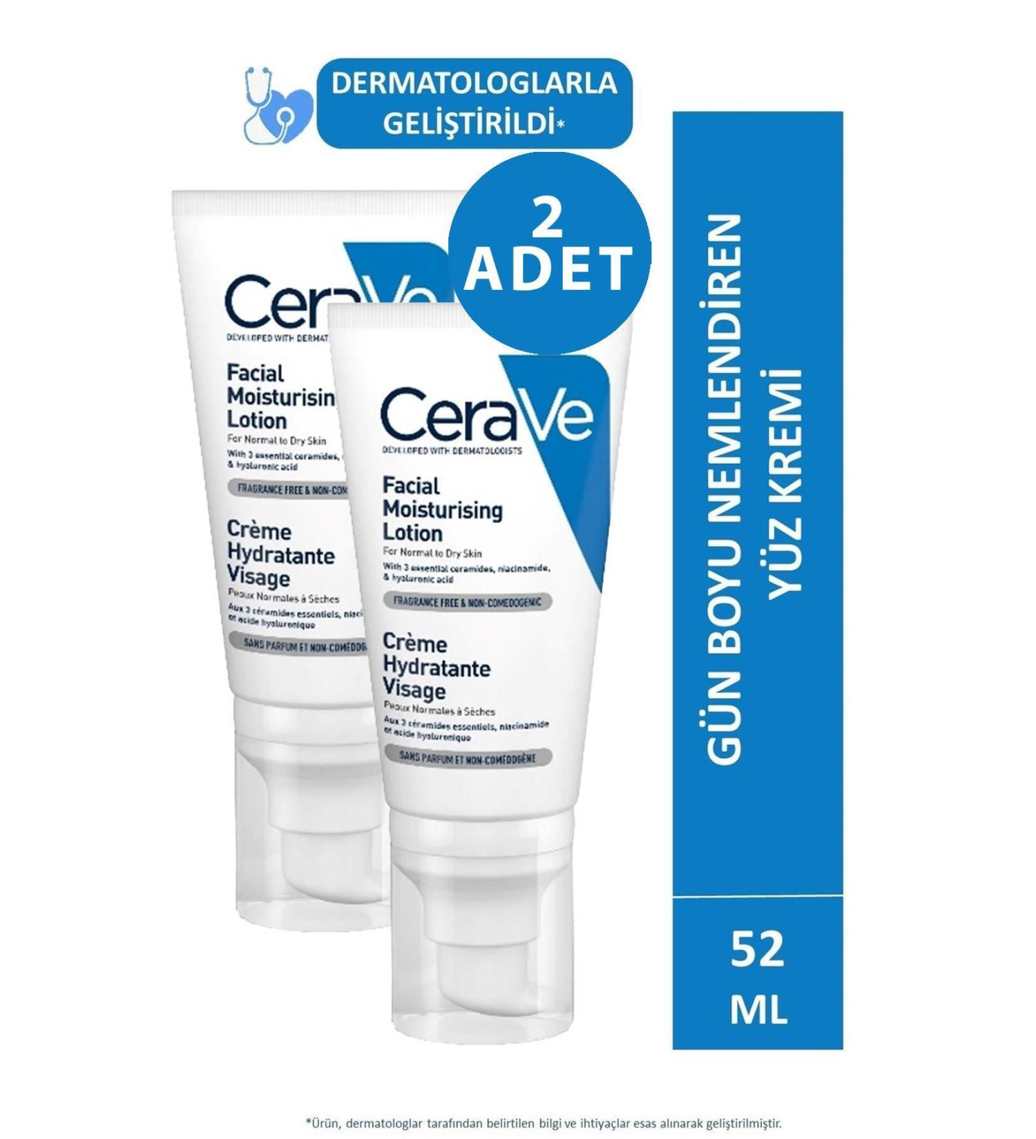 CeraVe Facial Moisturizer Cream for Normal & Dry Skin 52 ml 2 Pieces