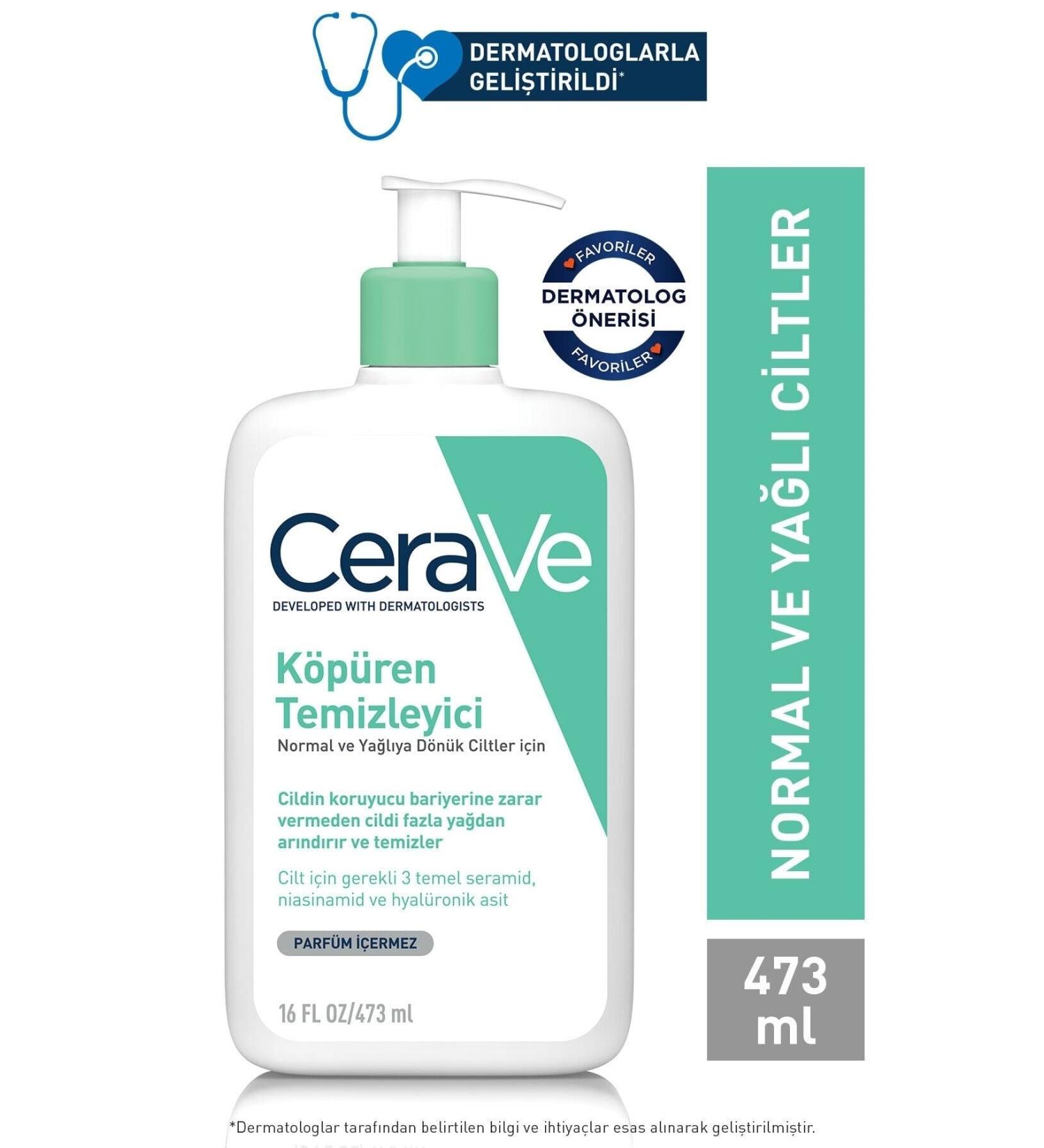 CeraVe Foaming Cleanser Ceramide & Hyaluronic Acid Normal & Oily Skin Face Body 473 Ml - Buy Online on GoSupps.com