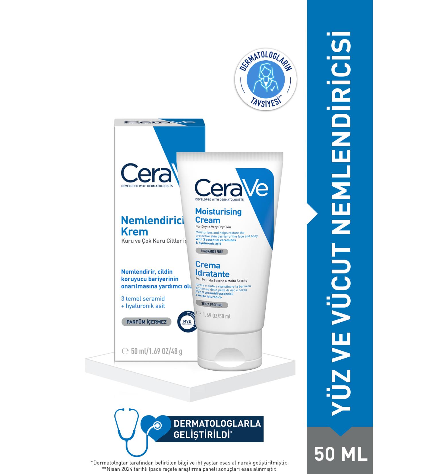 CeraVe Moisturizing Cream 50 ml - For Dry and Very Dry Skin - Buy Online on GoSupps.com