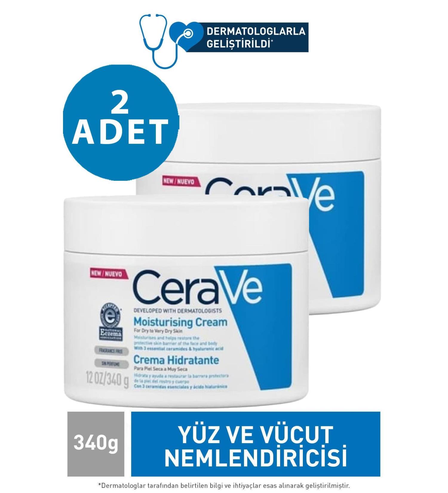 CeraVe Moisturizing Cream Dry and Very Dry Skin 340 ml 2 Pieces - Buy Online on GoSupps.com