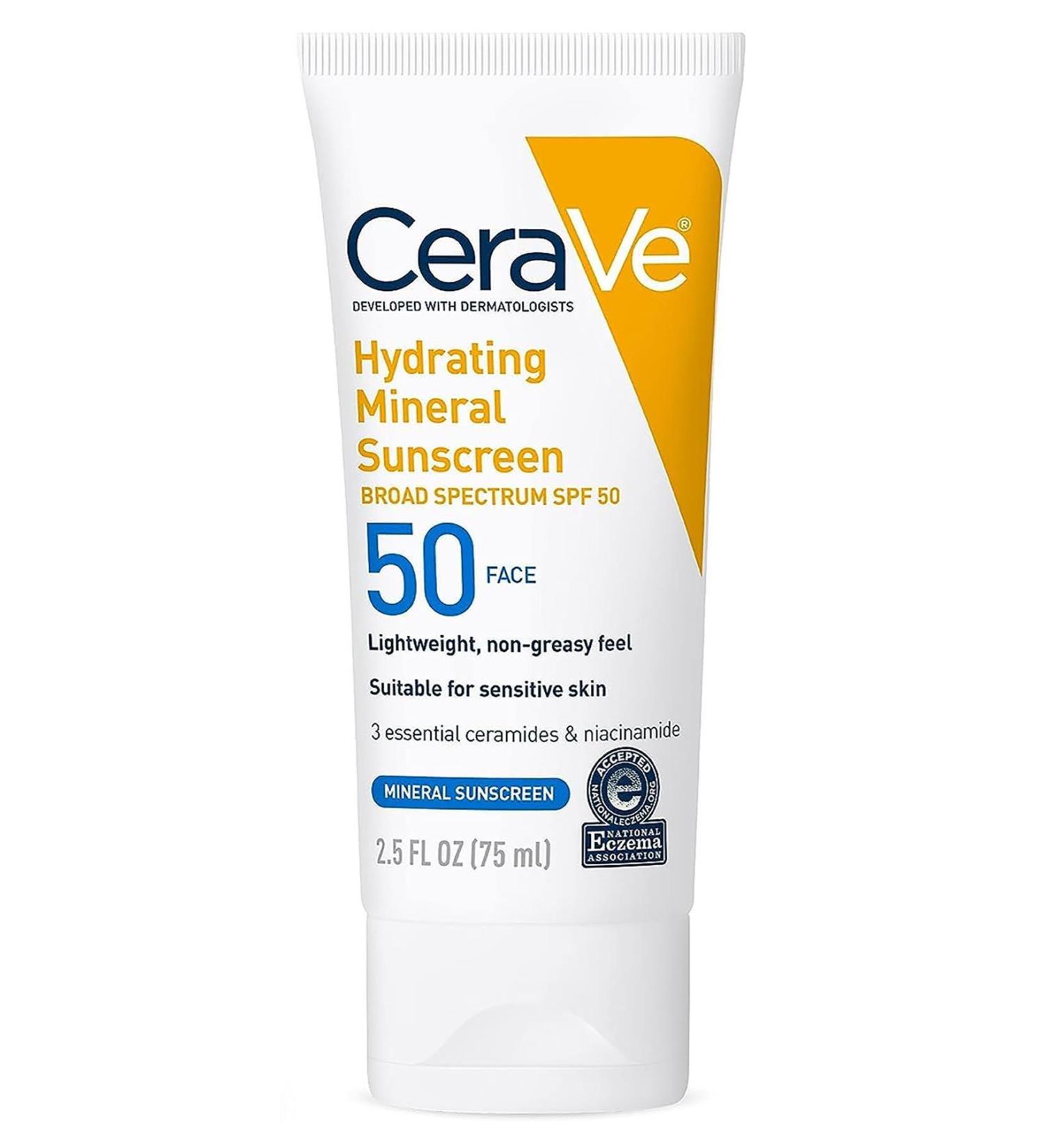 CeraVe Moisturizing Mineral SPF50 Facial Sunscreen Lotion 75 ml - Buy Online on GoSupps.com