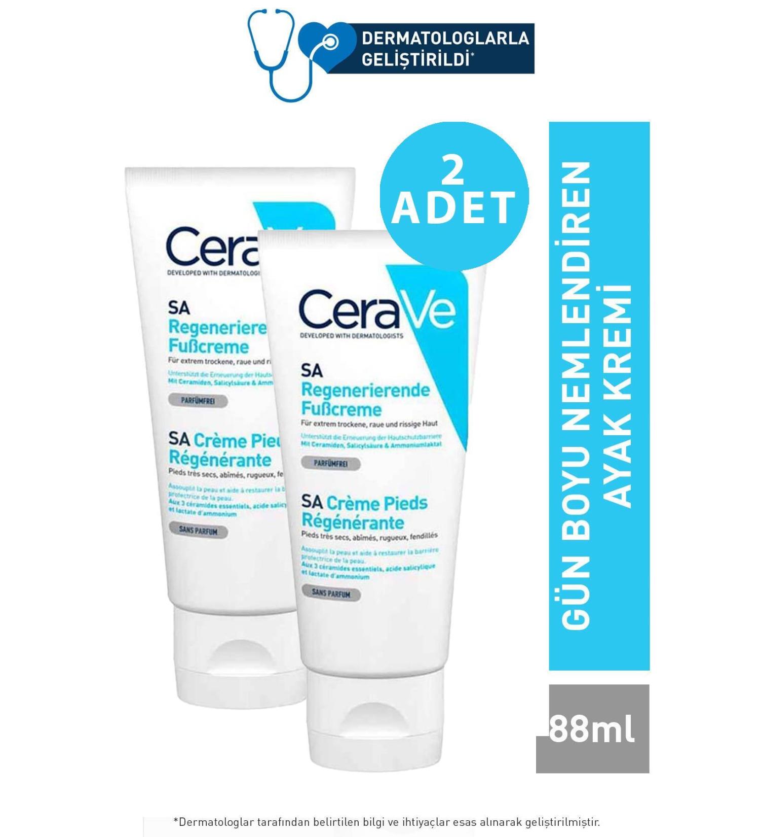 CeraVe Sa Regenerierende Fubcreme For Dry Rough & Cracked Feet 88 ml 2 Pieces
