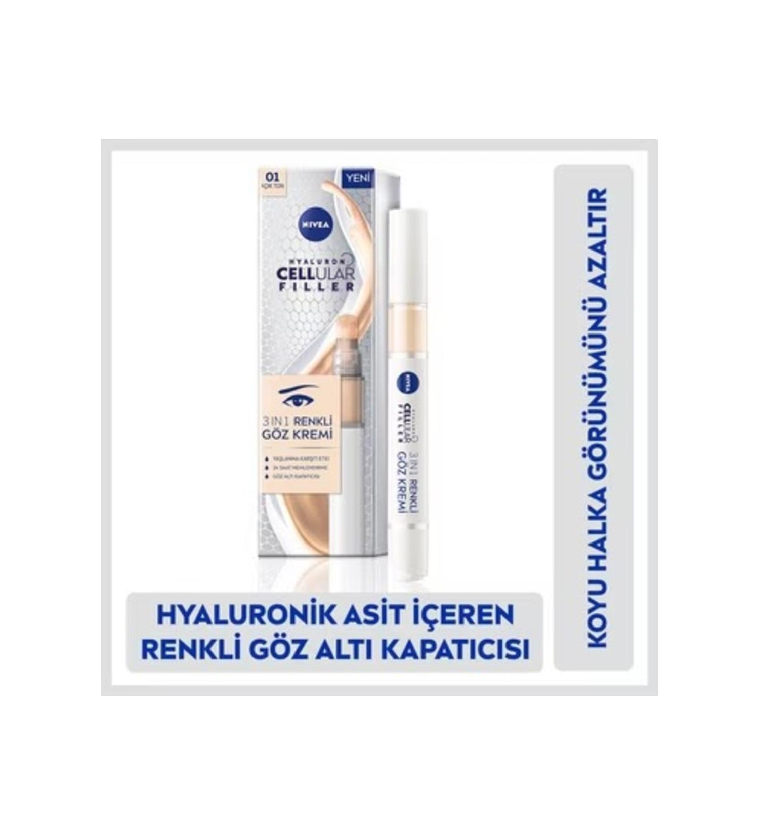 NIVEA Hyaluron Cellular Filler 3in1 Tinted Light Tone Eye Care Cream 01 - Buy Online on GoSupps.com