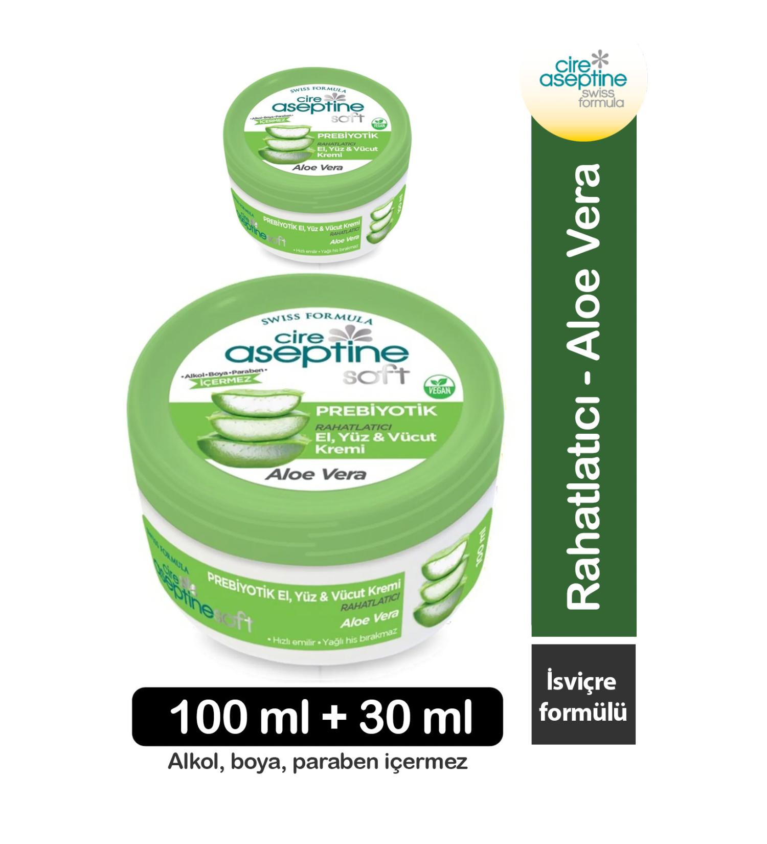 Cire Aseptine Soft Aloe Vera Moisturizing Hand Face Body Care Cream 100 ml + 30 ml