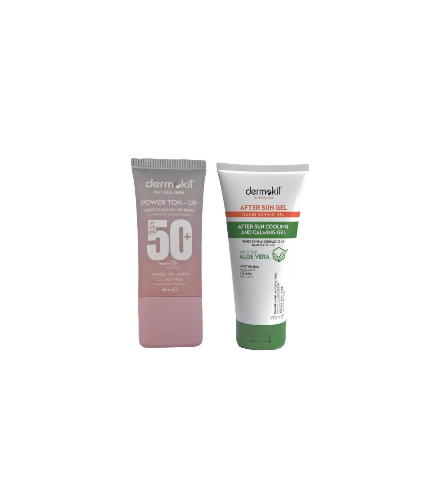 Dermokil Skin Tone Equalizing Sunscreen Face Cream 50 Spf 50 ml Cooling and Relaxing Gel 100 ml - Buy Online on GoSupps.com