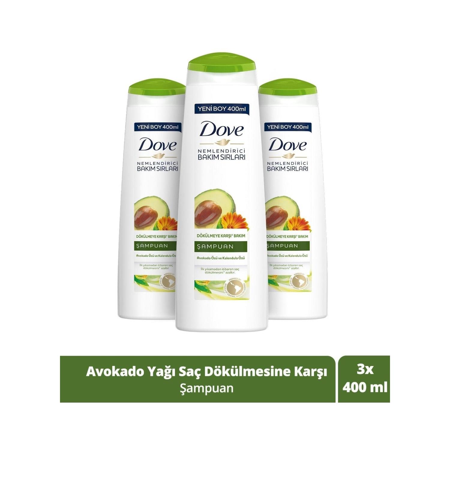 Dove Hair Care Shampoo Avocado Extract Anti-Hair Loss Care 400 Ml X3 Pieces