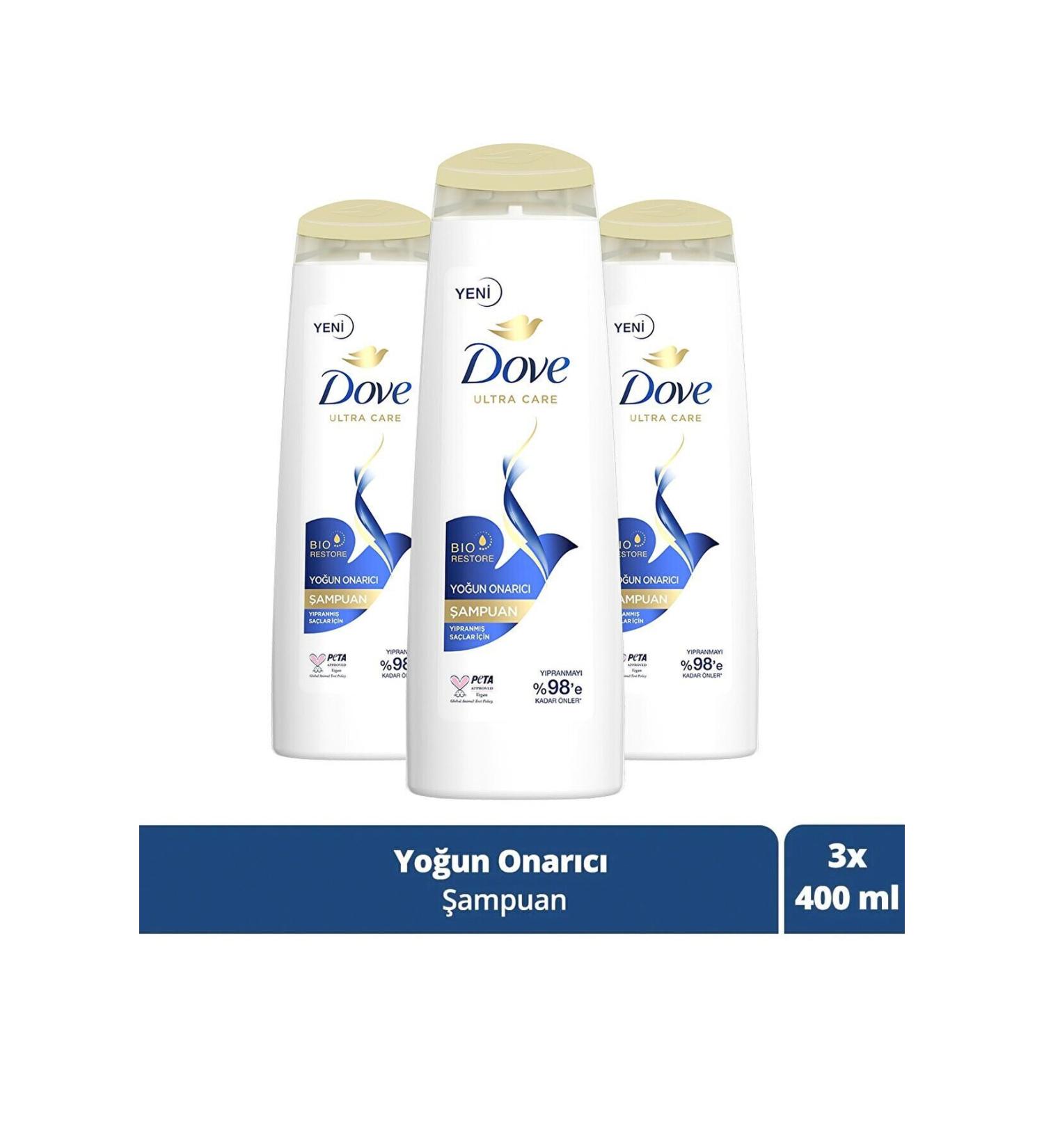 Dove Ultra Care Hair Care Shampoo Intensive Repair Damaged Hair 400 Ml X3