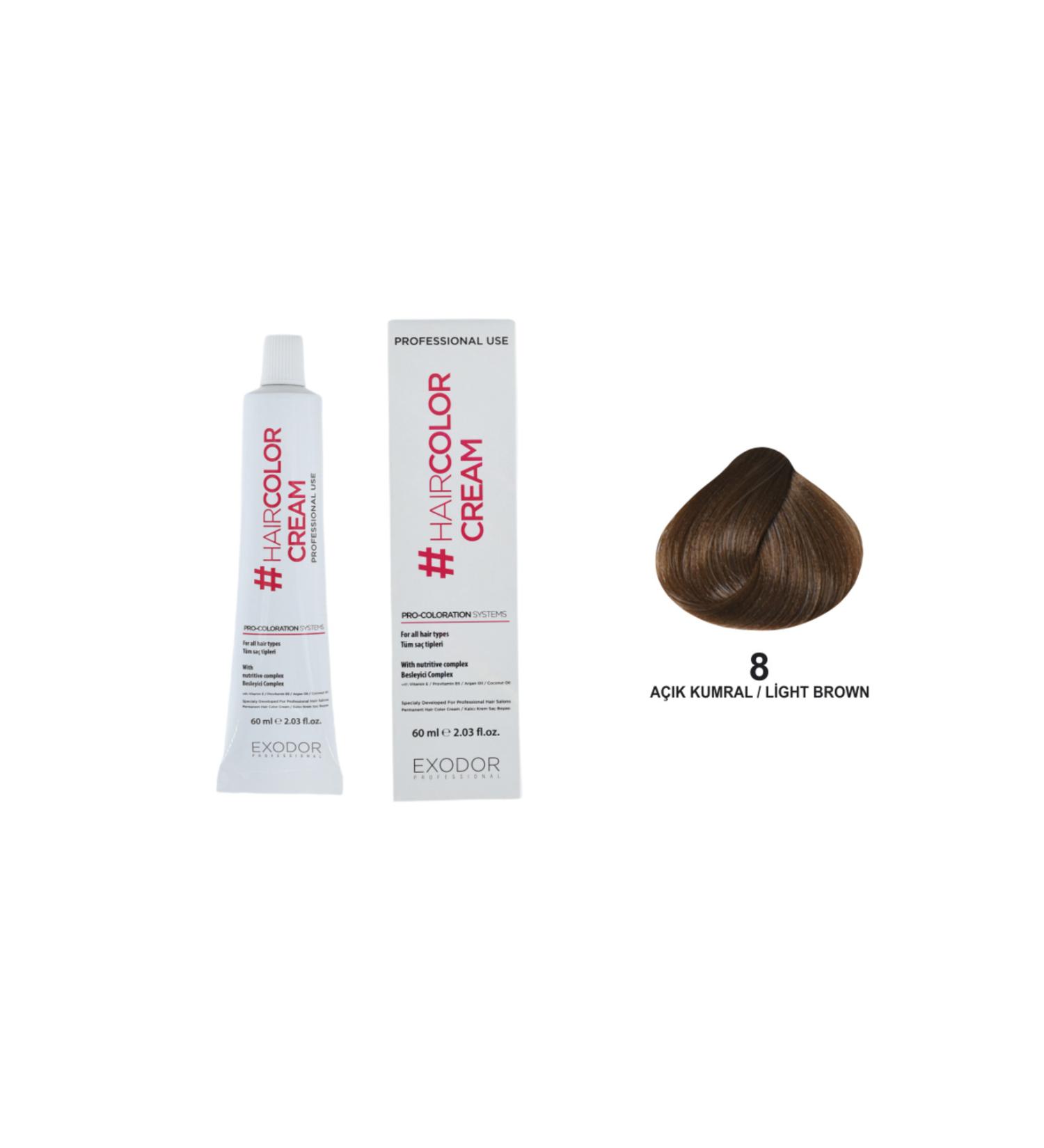 EXODOR Hair Color Cream Light Brown 8 60 ml x3 3 Pcs