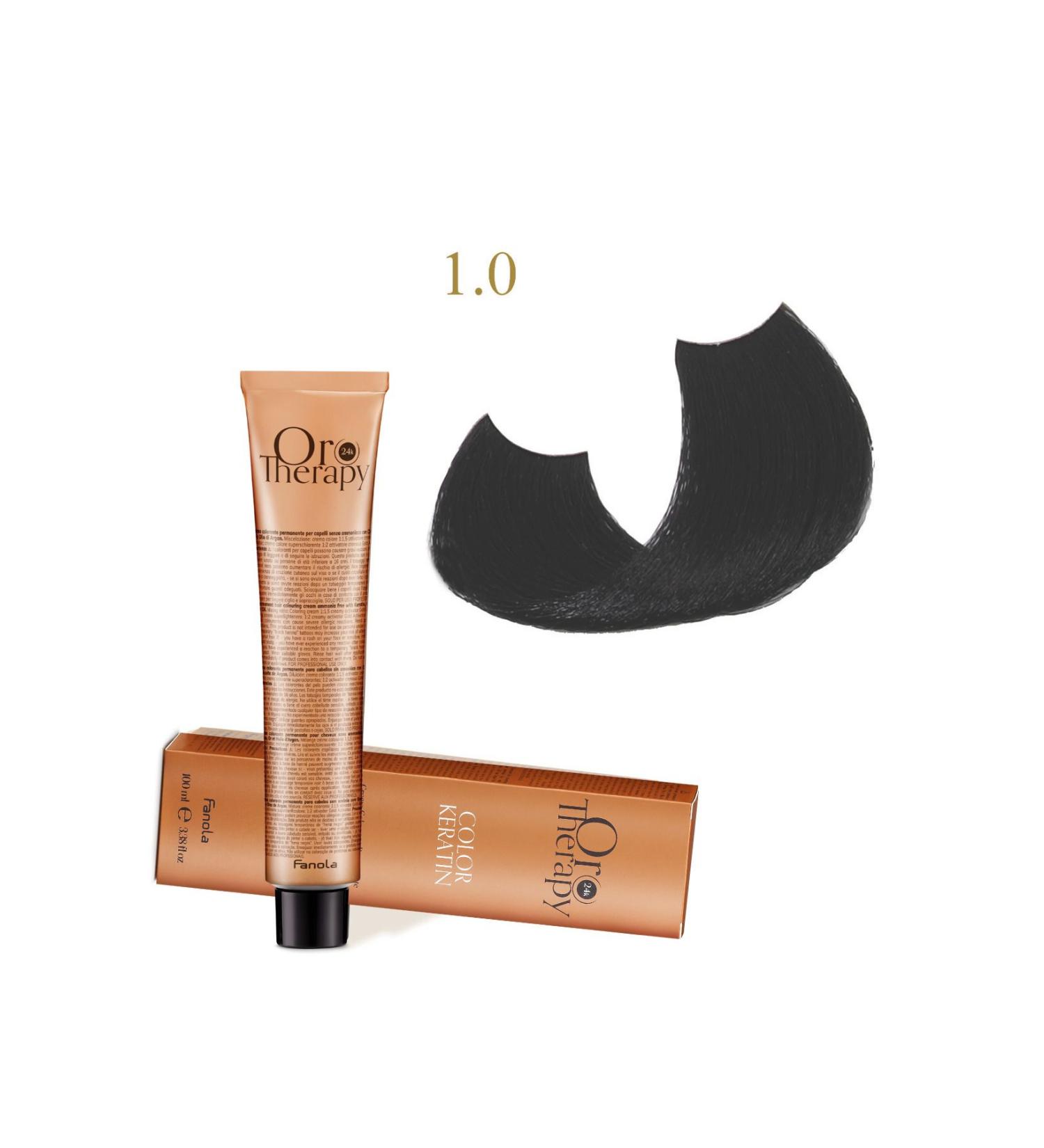 Fanola Oro Therapy 24k Color Keratin With Gold & Argan Oil 100ml (ammonia Free) 1.0 Black