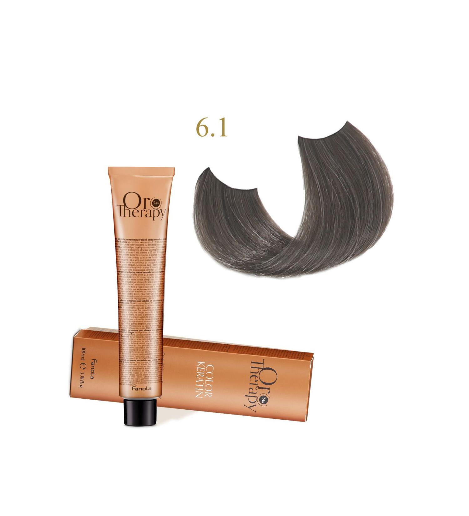 Fanola Oro Therapy 24k Color Keratin With Gold & Argan Oil 100ml (ammonia Free) 6.1 Dark Blonde Ash