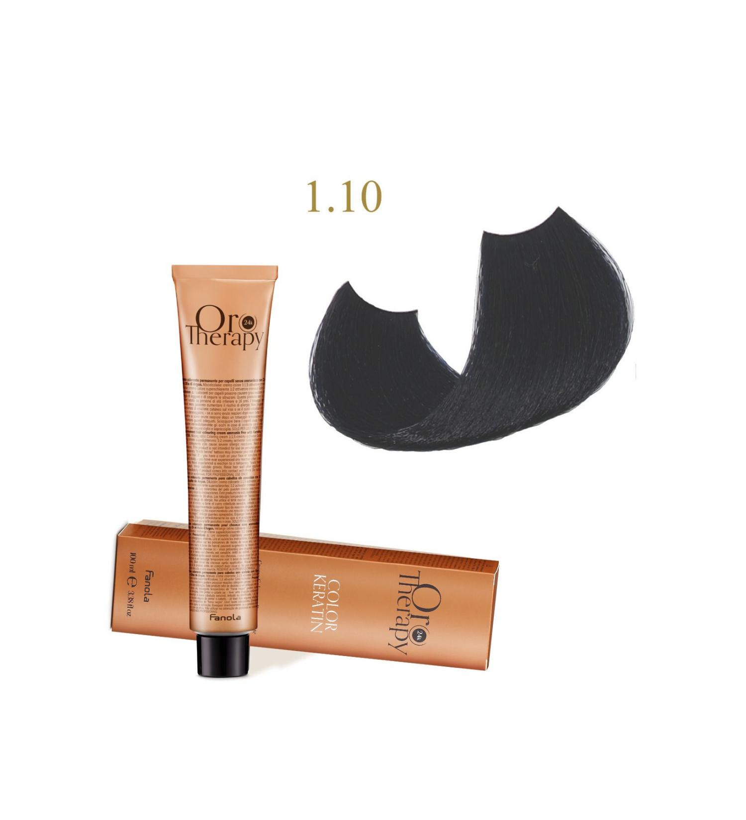 Fanola Oro Therapy 24k Color Keratin With Gold & Argan Oil 100ml (ammonia Free) 1.10 Black Blue