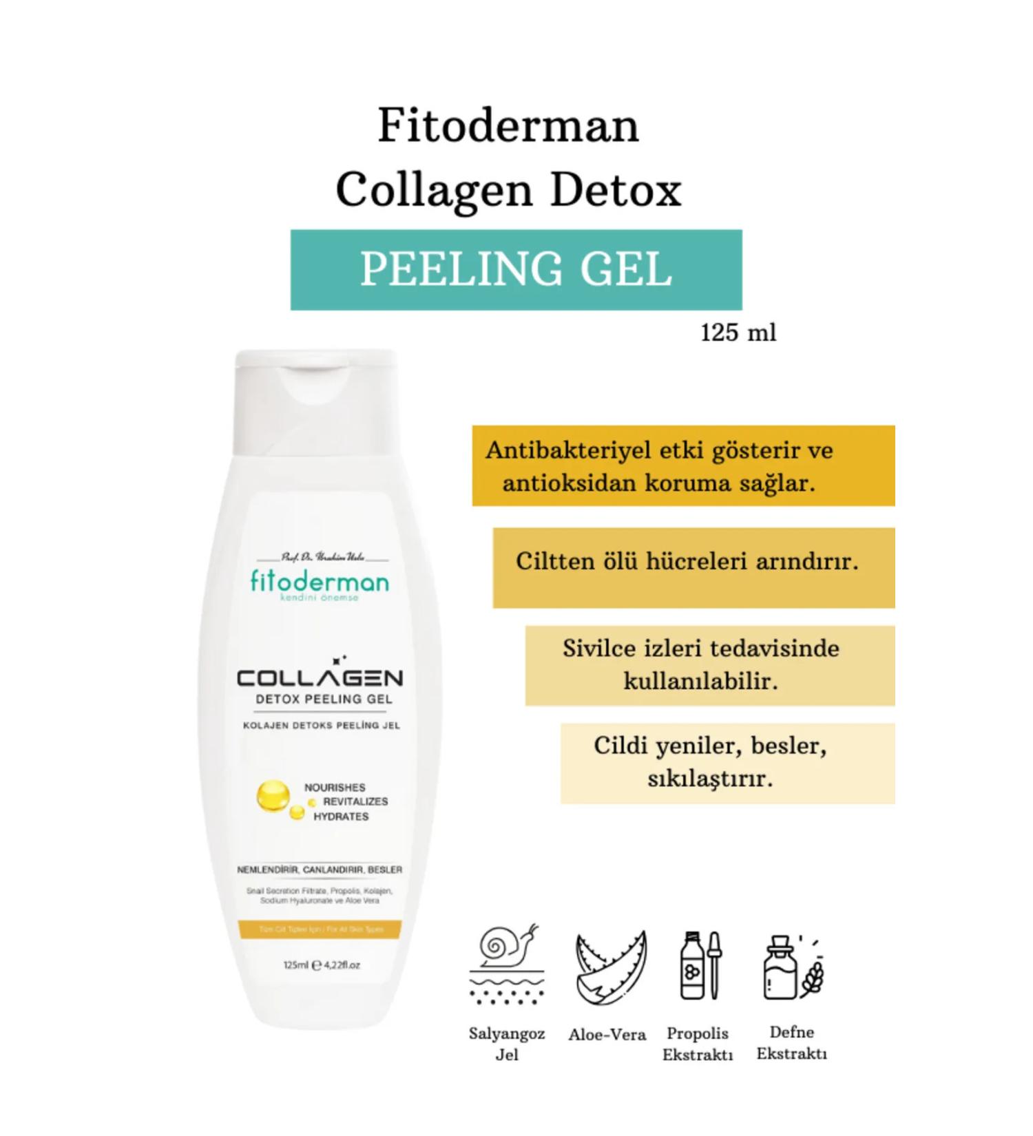 Fitoderman Collagen Detox Peeling Gel 125 ml (Brightening Revitalizing Purifying Renewing Anti-Stain)